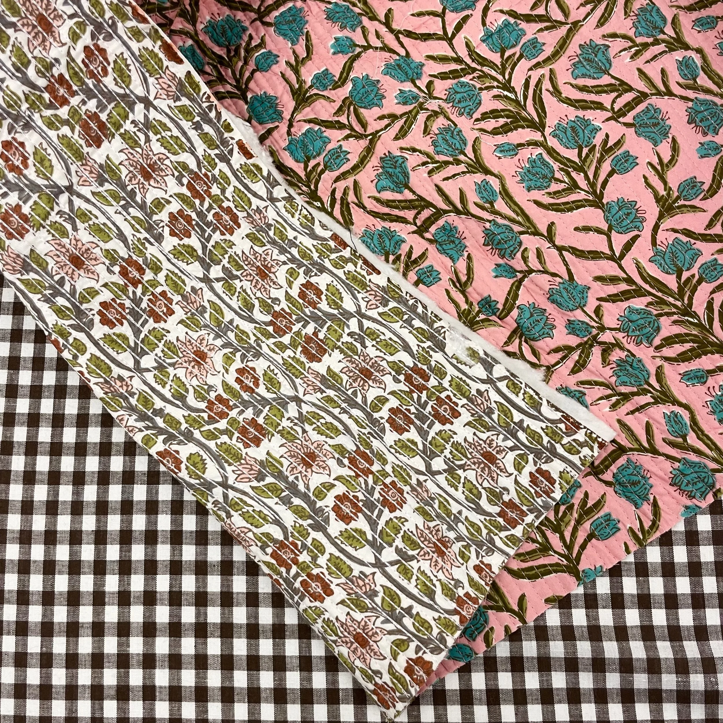 Hey Sew Sister - Double Sided Pre-Quilted Cotton Fabrcs - Block and screen printed Cotton - Panache White and PInk Floral 2.jpeg