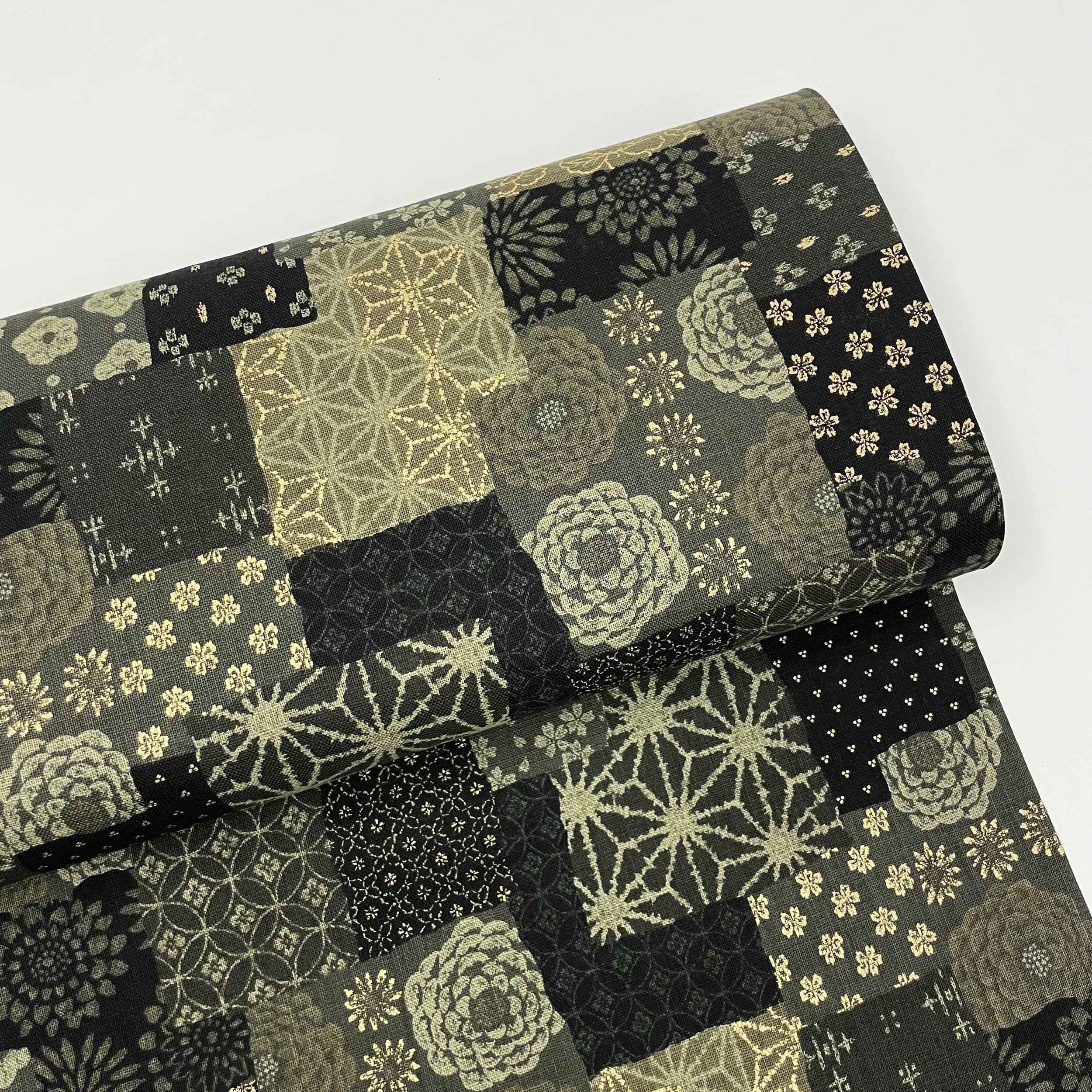 Hey Sew Sister - Sevenberry - Japanese Fabrics - Golden Harmony Japanese Patchwork Cotton Fabric - Grey Black 1.jpeg