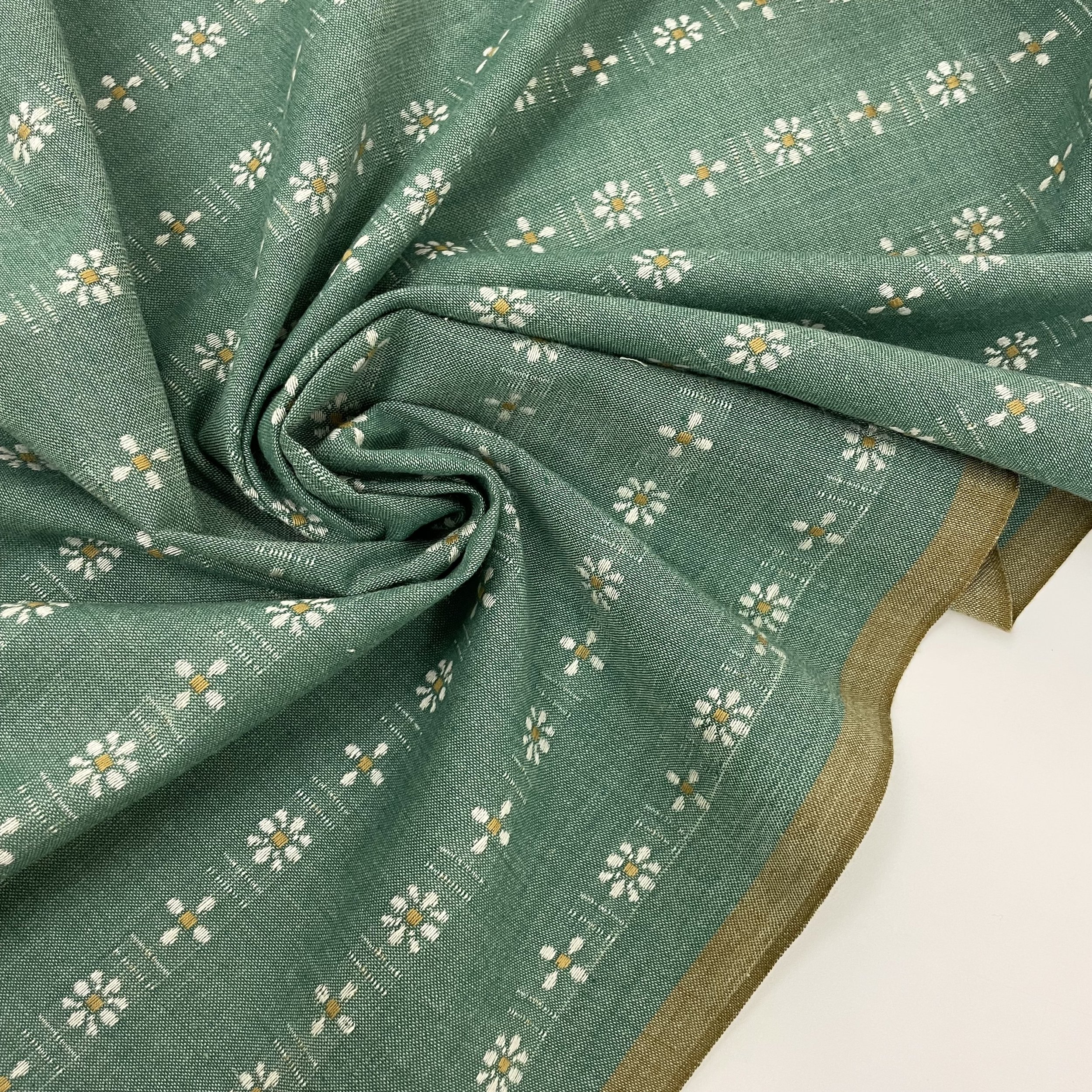 Hey Sew Sister - Fableism - Spring Daisy from Forest Forage - Green Yarn Dyed Daisy Floral Cotton Fabric 3.jpeg