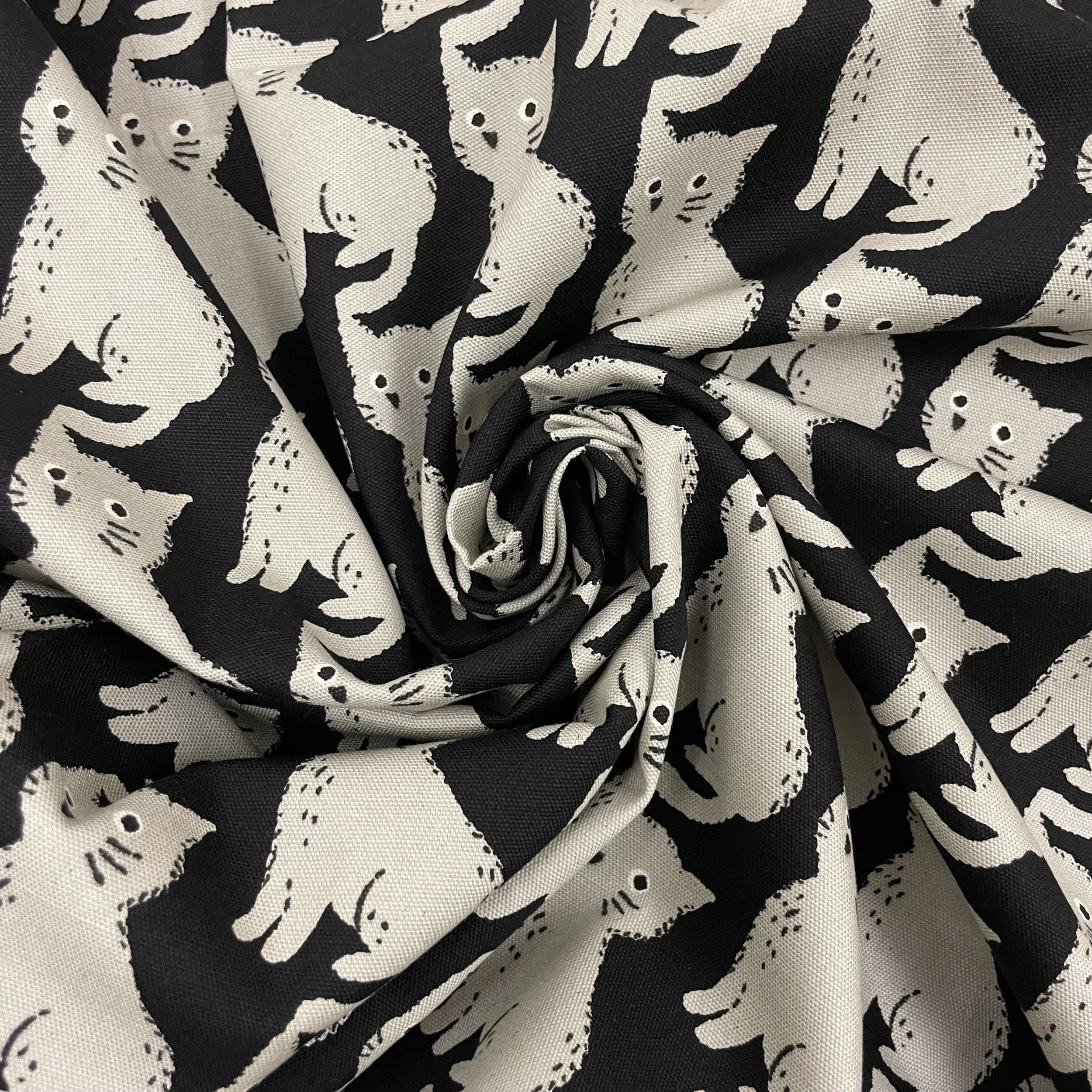 Hey Sew Sister - Sevenberry Cat Print - Caught in the Cat - Cotton Oxford Japanese Cat Print Fabric - White Cat 3.jpeg