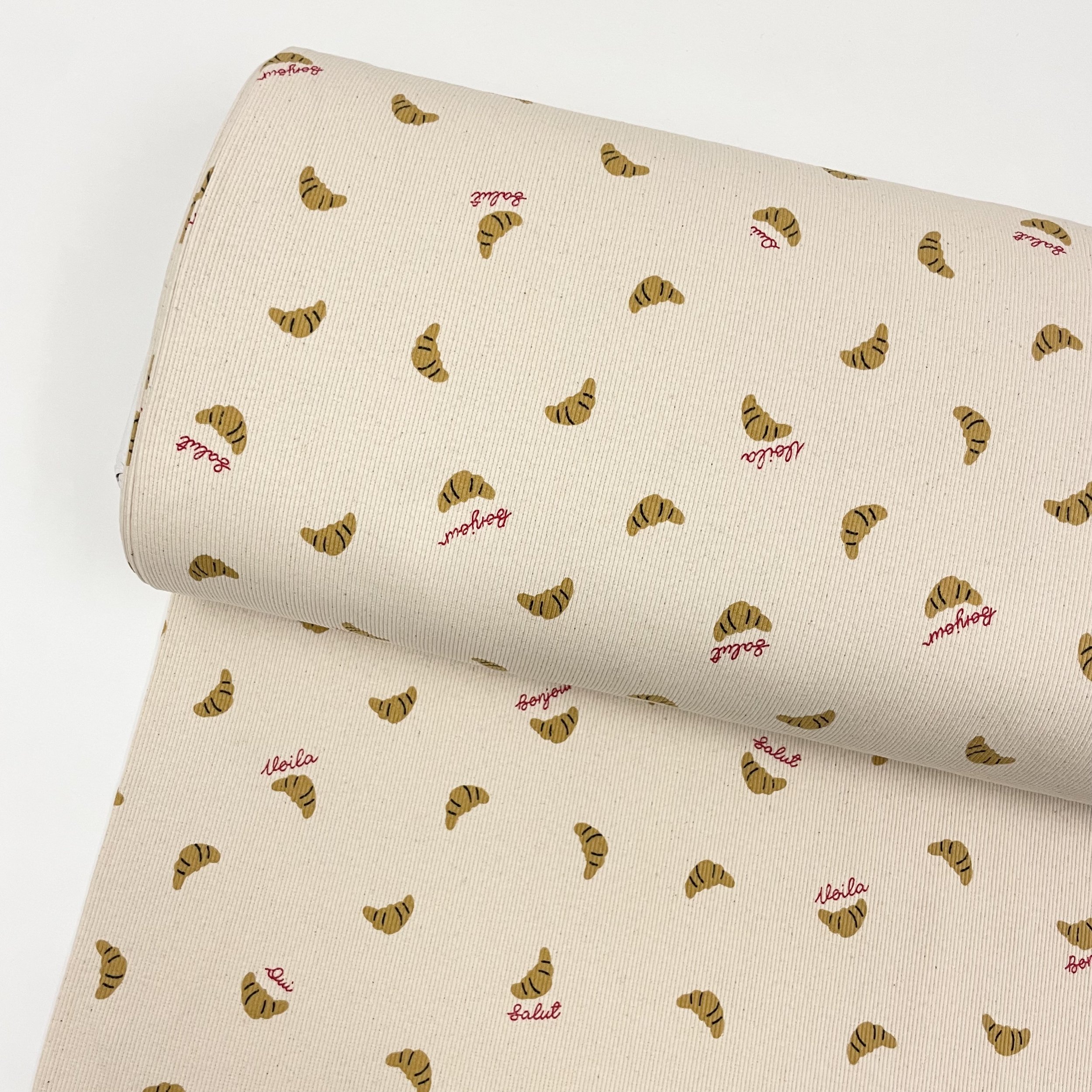Hey Sew Sister - Croissant Bonjour French Printed Cotton Rib Jersey Fabric - Natural 1.jpeg