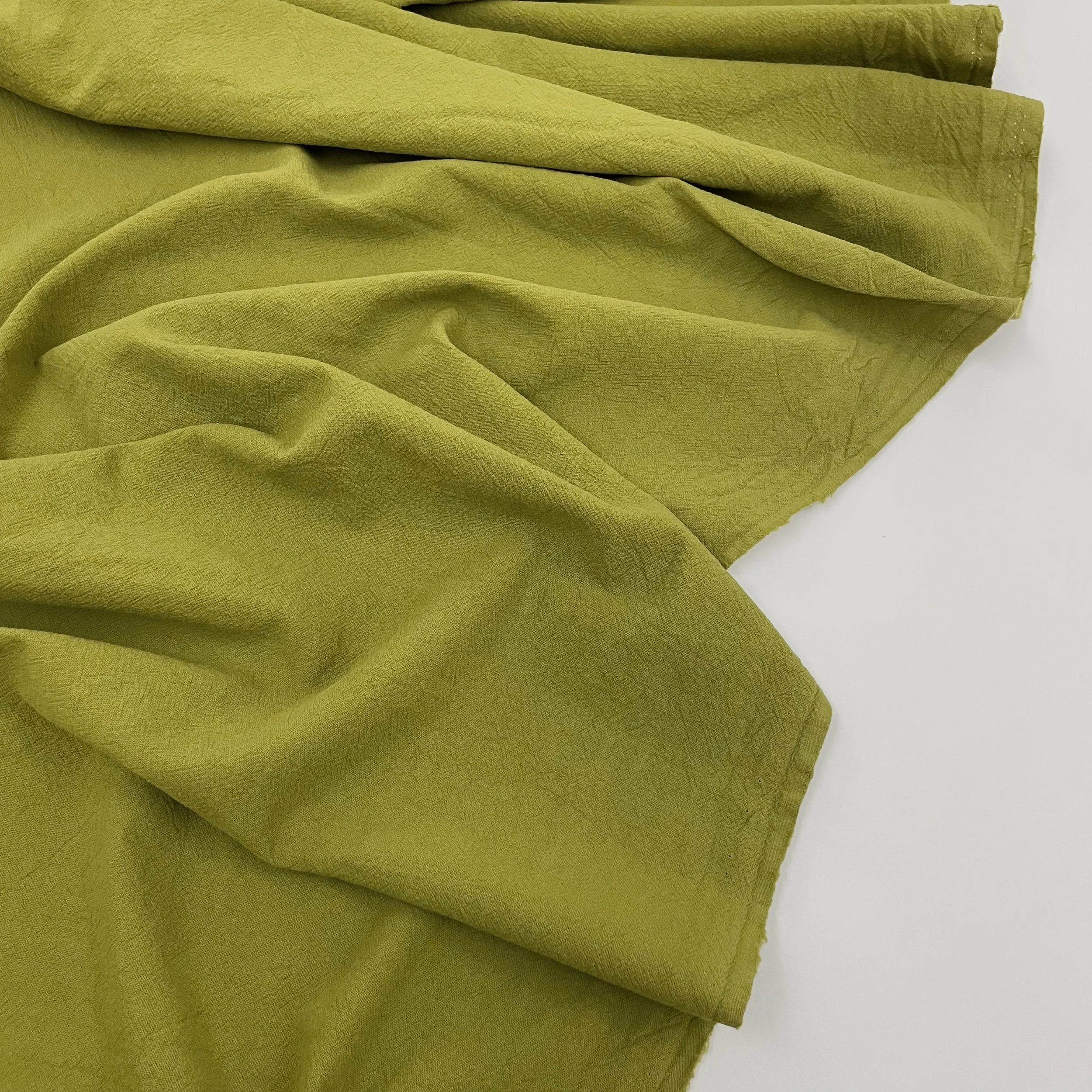 Hey Sew Sister - Crumple Cotton - Textured Lightweight Cotton for Sewing - Olive Chartreuse 2.jpeg
