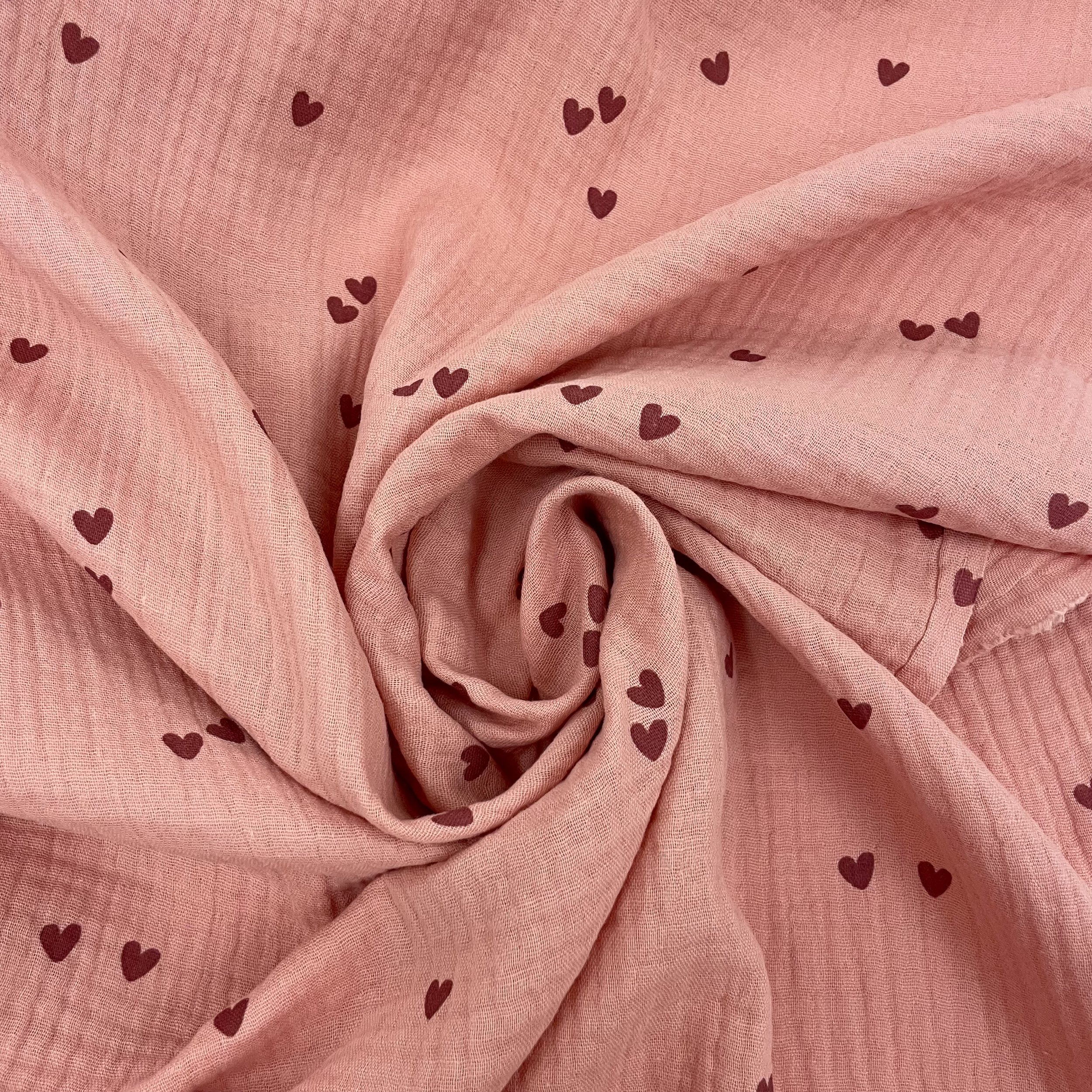 Hey Sew Sister - Pink Hearts Valentines Print Cotton Double Gauze Fabric 3.jpeg