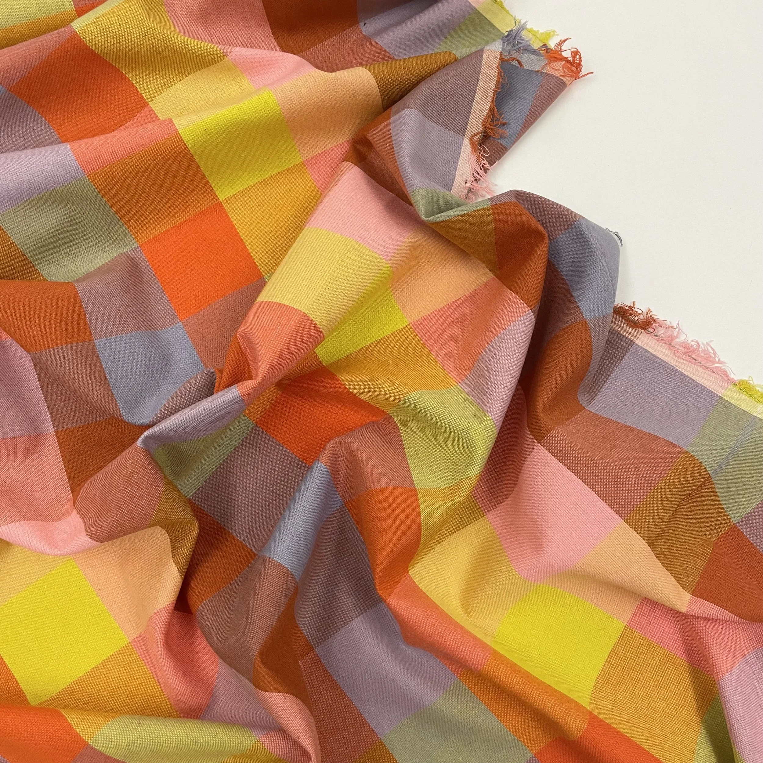 Hey Sew Sister - Yarn Dyed Rainbow Plaid Cotton Fabric - Sunset Multi 2.jpeg