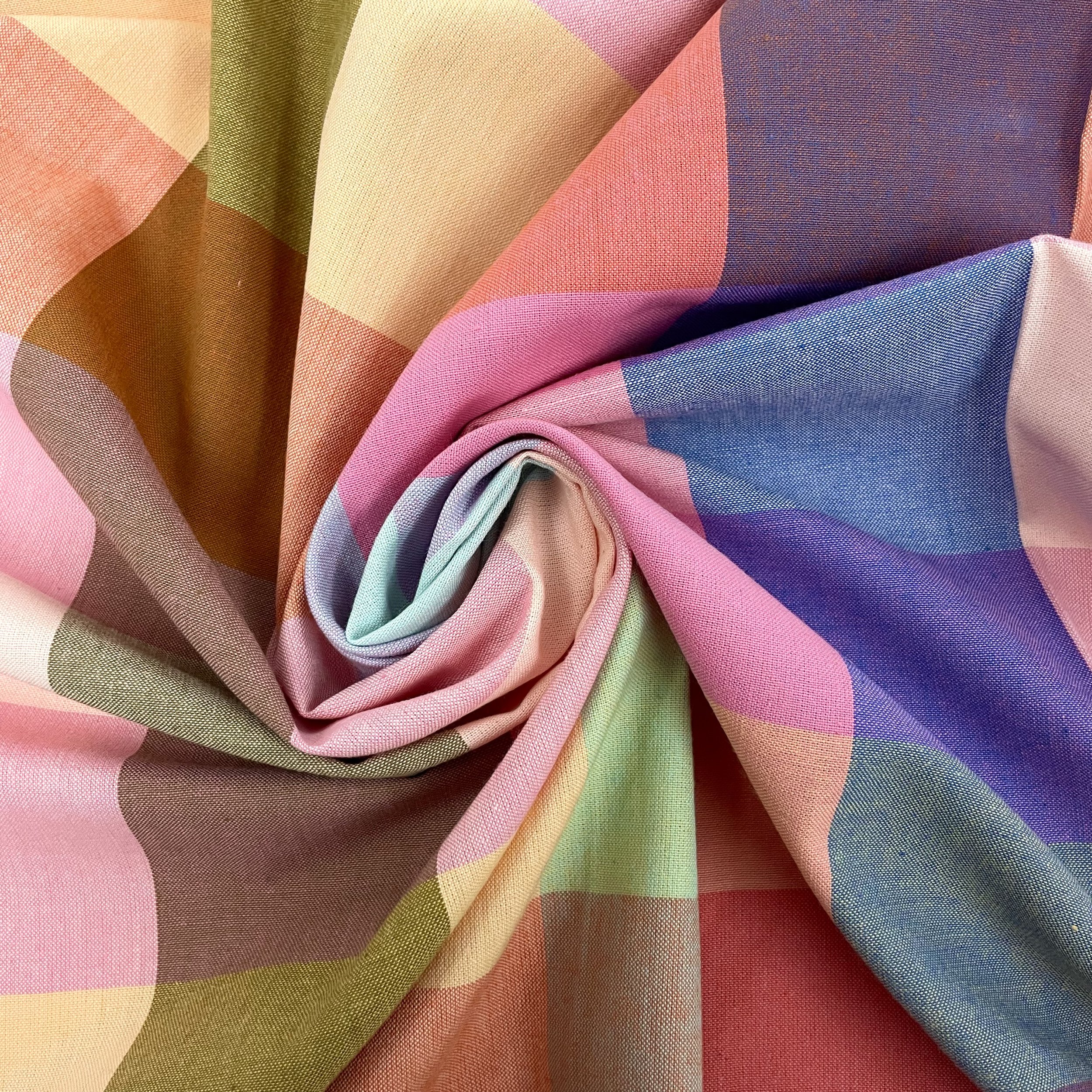Hey Sew Sister - Fableism Supply Co - Midsommar Check from Swedish Holiday Collection by The House that Lars Built - Rainbow Pastel Yarn Dyed Cotton Fabric 3.jpeg