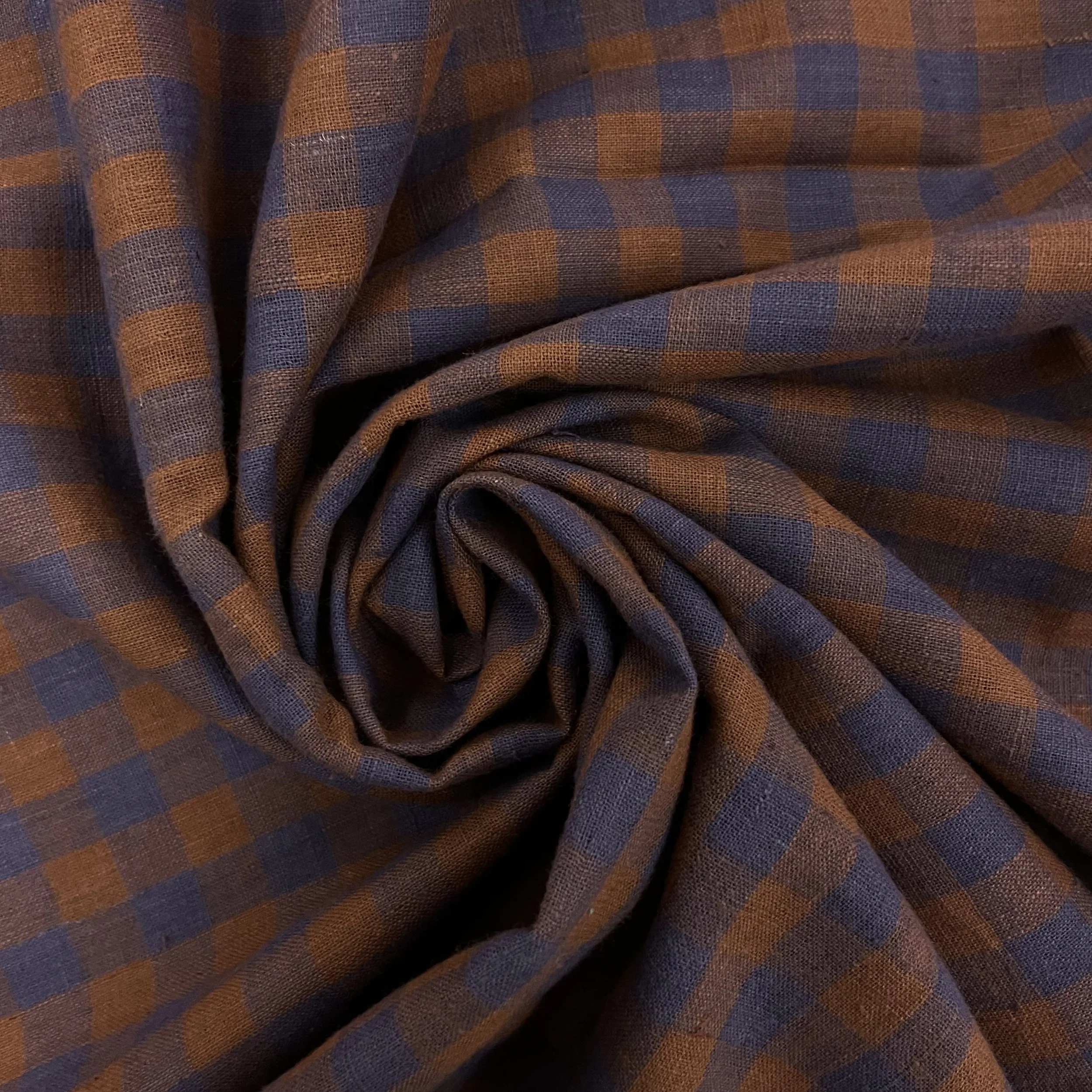 Hey Sew Sister - Berwick - Brown and Navy Yarn Yarn Dyed Handloom Gingham Cotton Fabric 4.jpeg