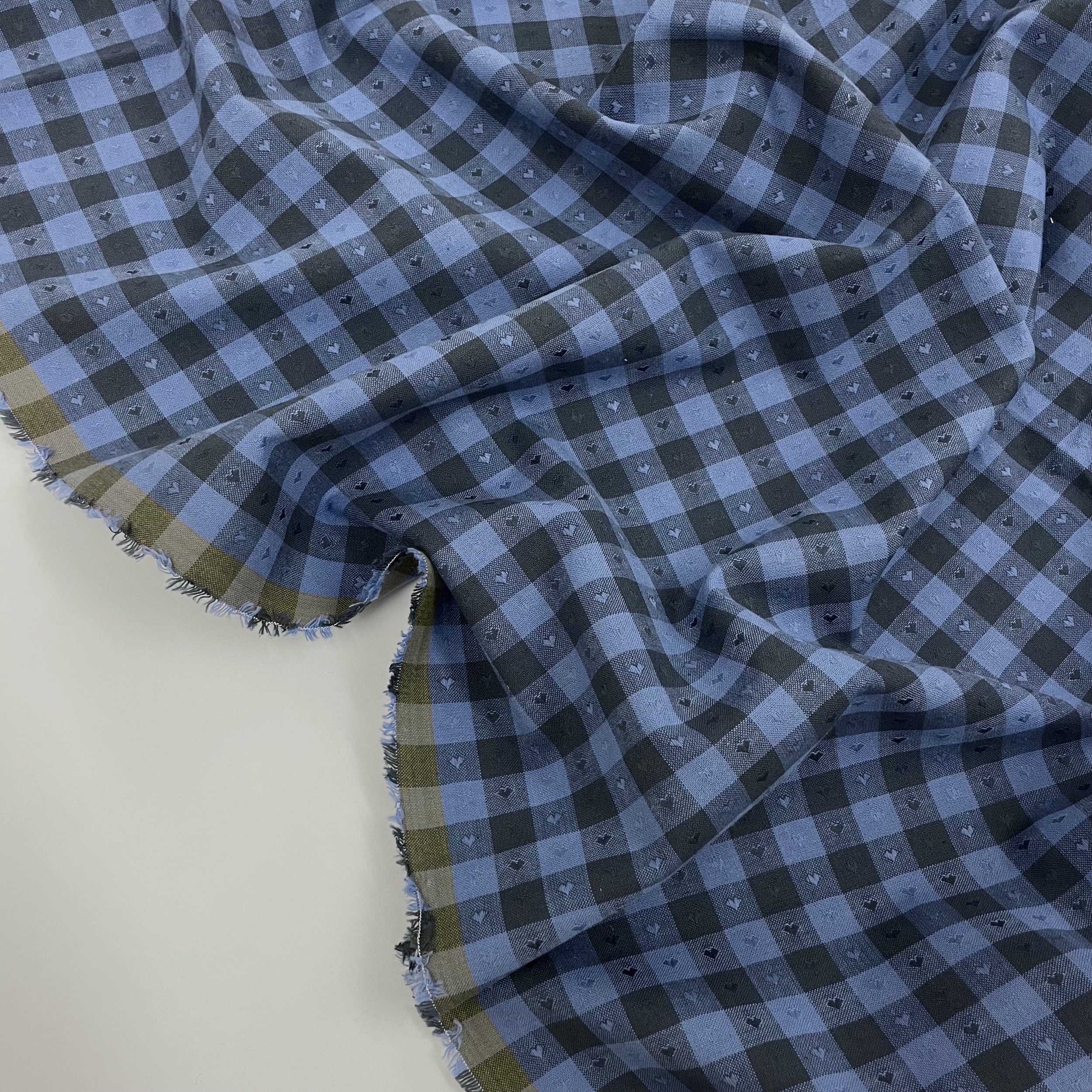 Hey Sew Sister - Fableism Supply Co - Blueberry Gingham Hearts from Queen of Hearts by Fableism - Woven Heart Dobby Cotton Fabric - Blue 2.jpeg