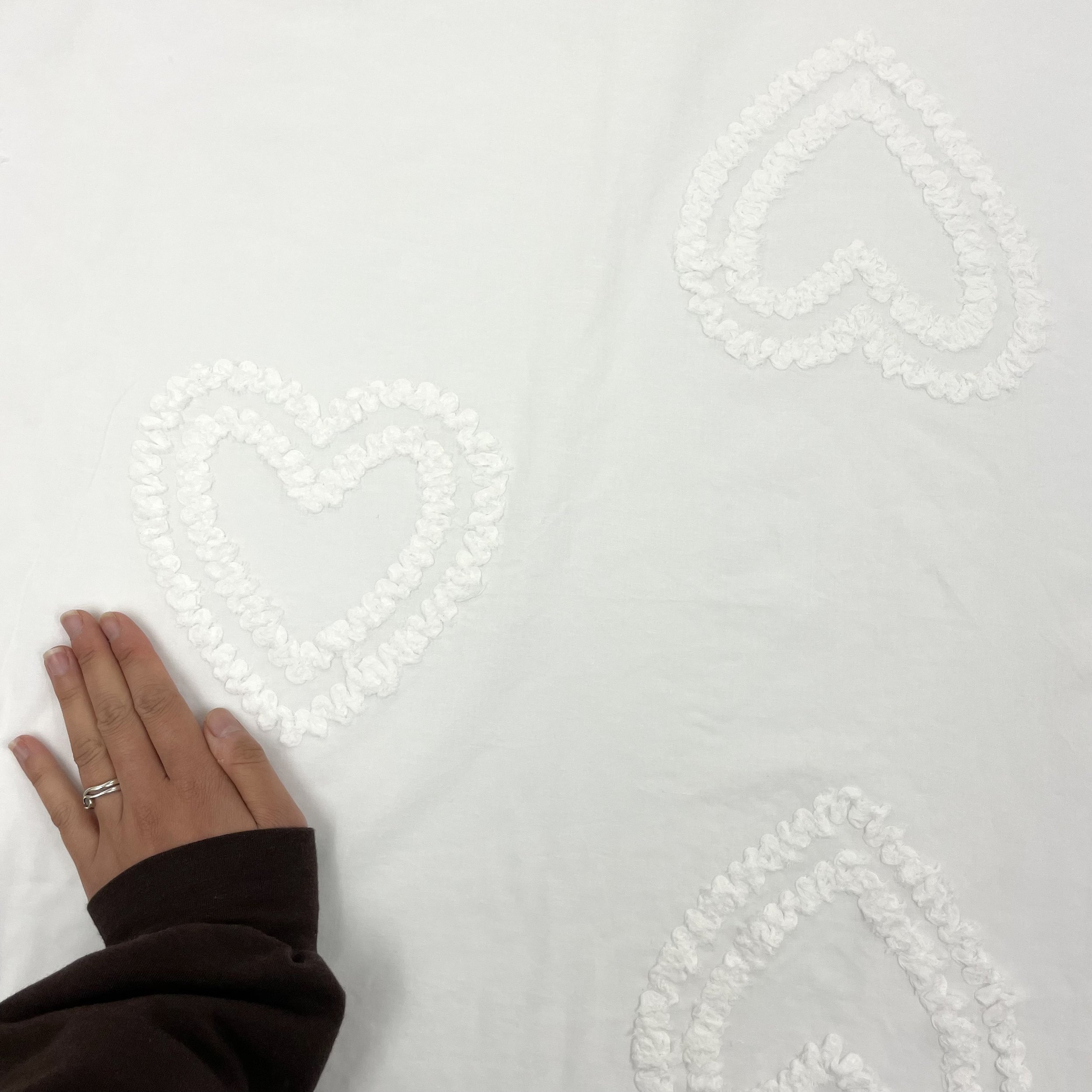 Hey Sew Sister - Mon Coeur - White Heart Embroidered Cotton Fabric 1.jpeg
