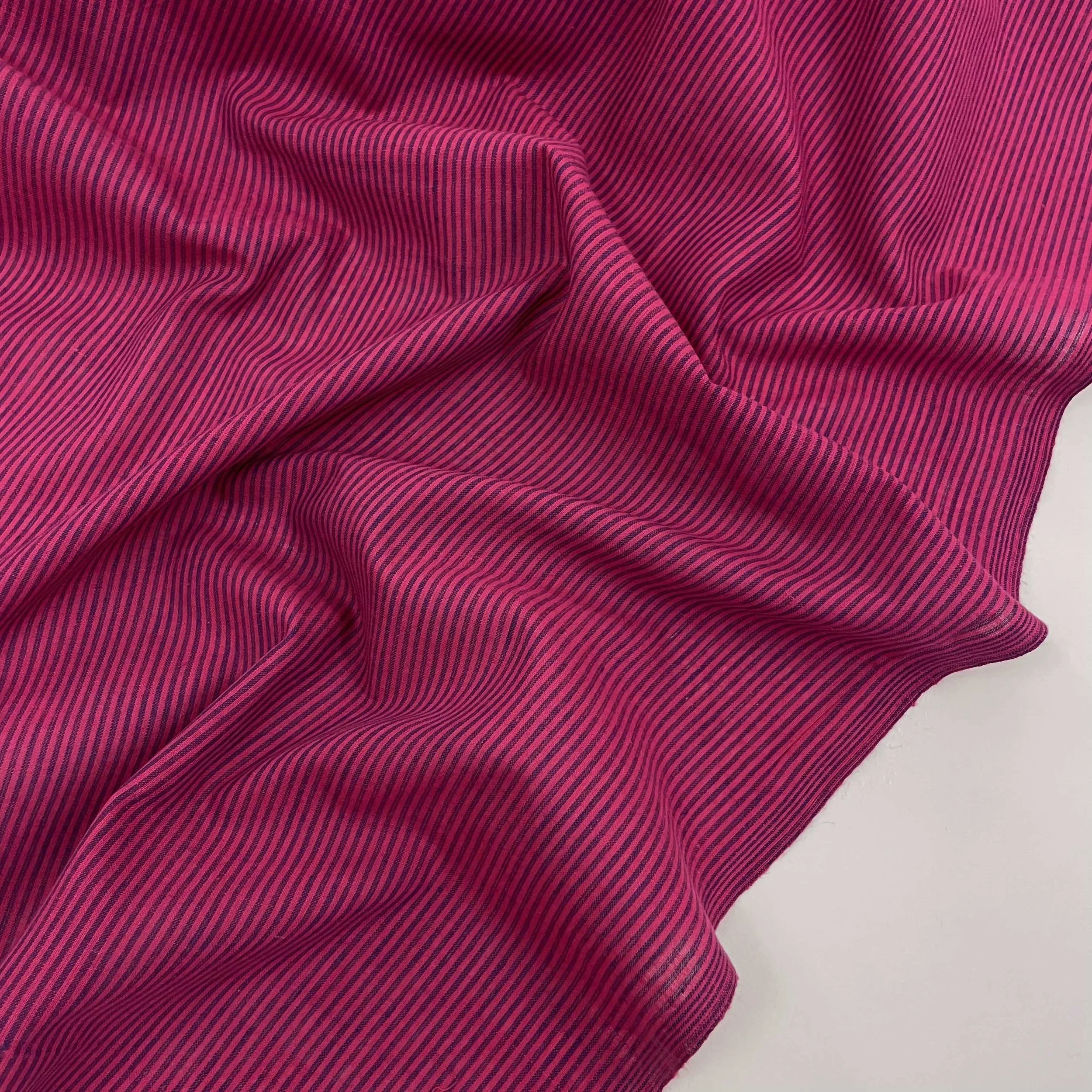 Hey Sew Sister - Indian Yarn Dyed Handloom Cotton Stripe Fabric - Fuchsia Pink Purple 2.jpeg