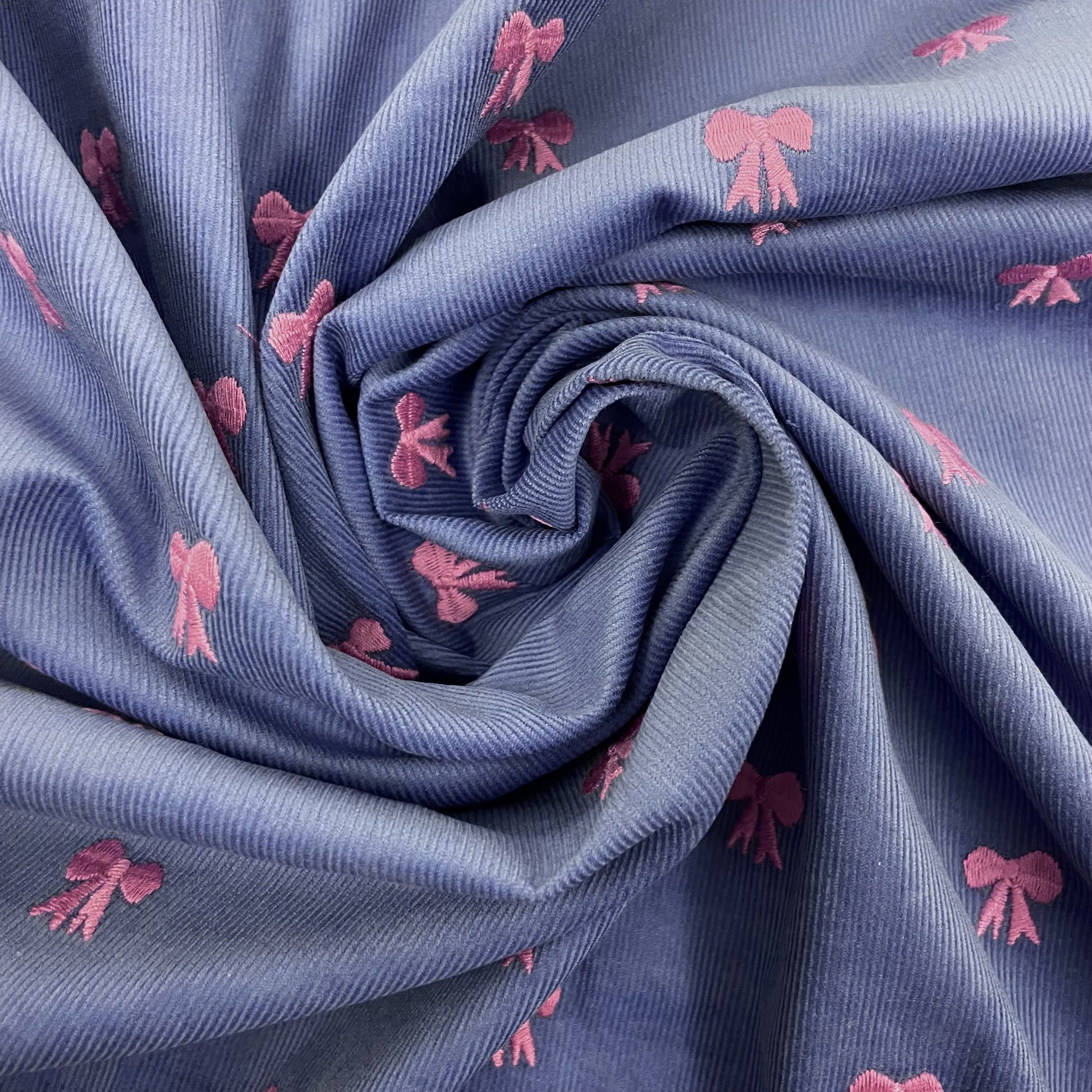 Hey Sew Sister - Baby Bow Embroidered Cotton Babycord corduroy Fabric - Lavender 3.jpeg