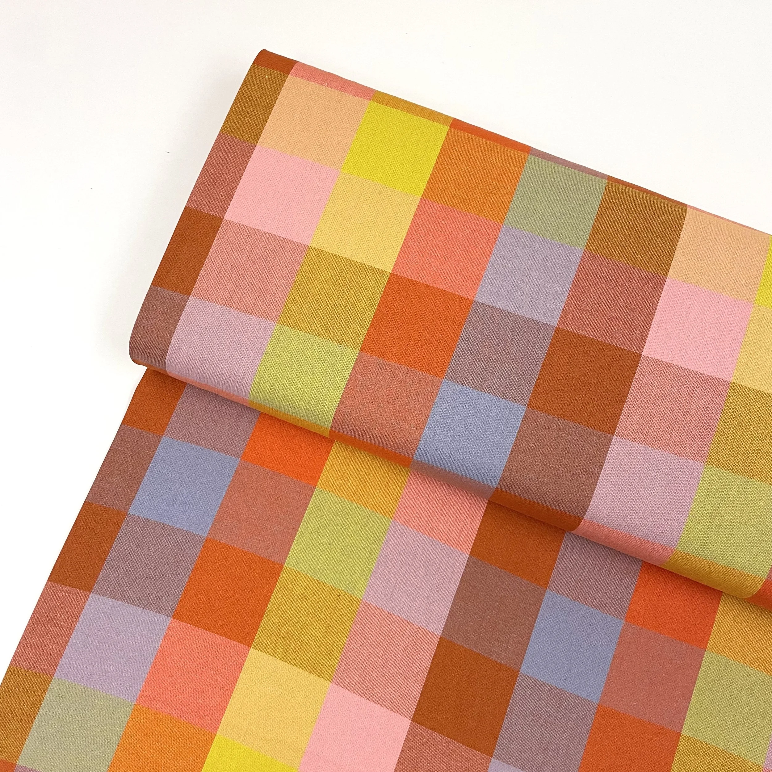 Hey Sew Sister - Yarn Dyed Rainbow Plaid Cotton Fabric - Sunset Multi 1.jpeg