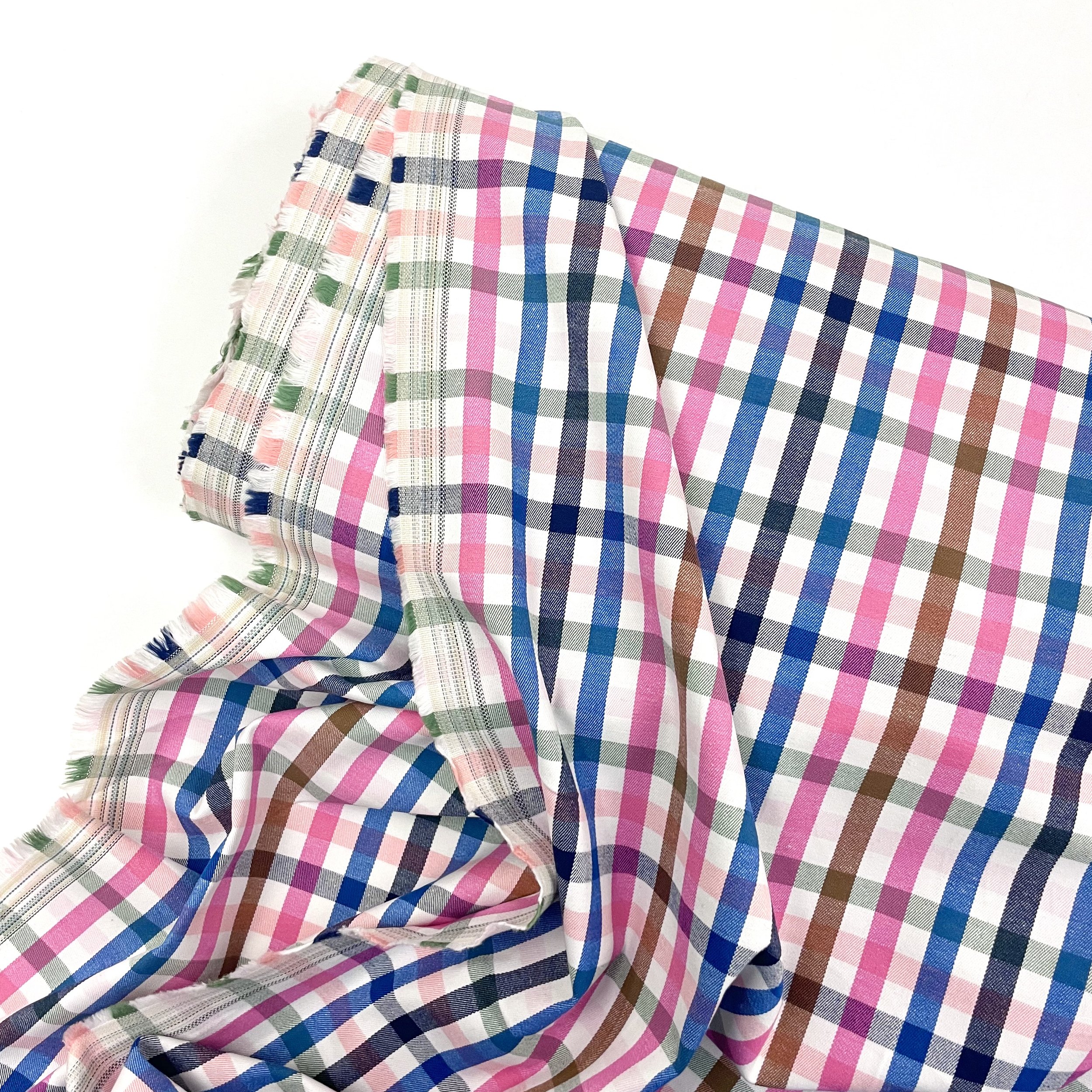 Hey Sew Sister - Annie - Coloured Gingham Print Stretch Cotton Denim Fabric 1.jpeg