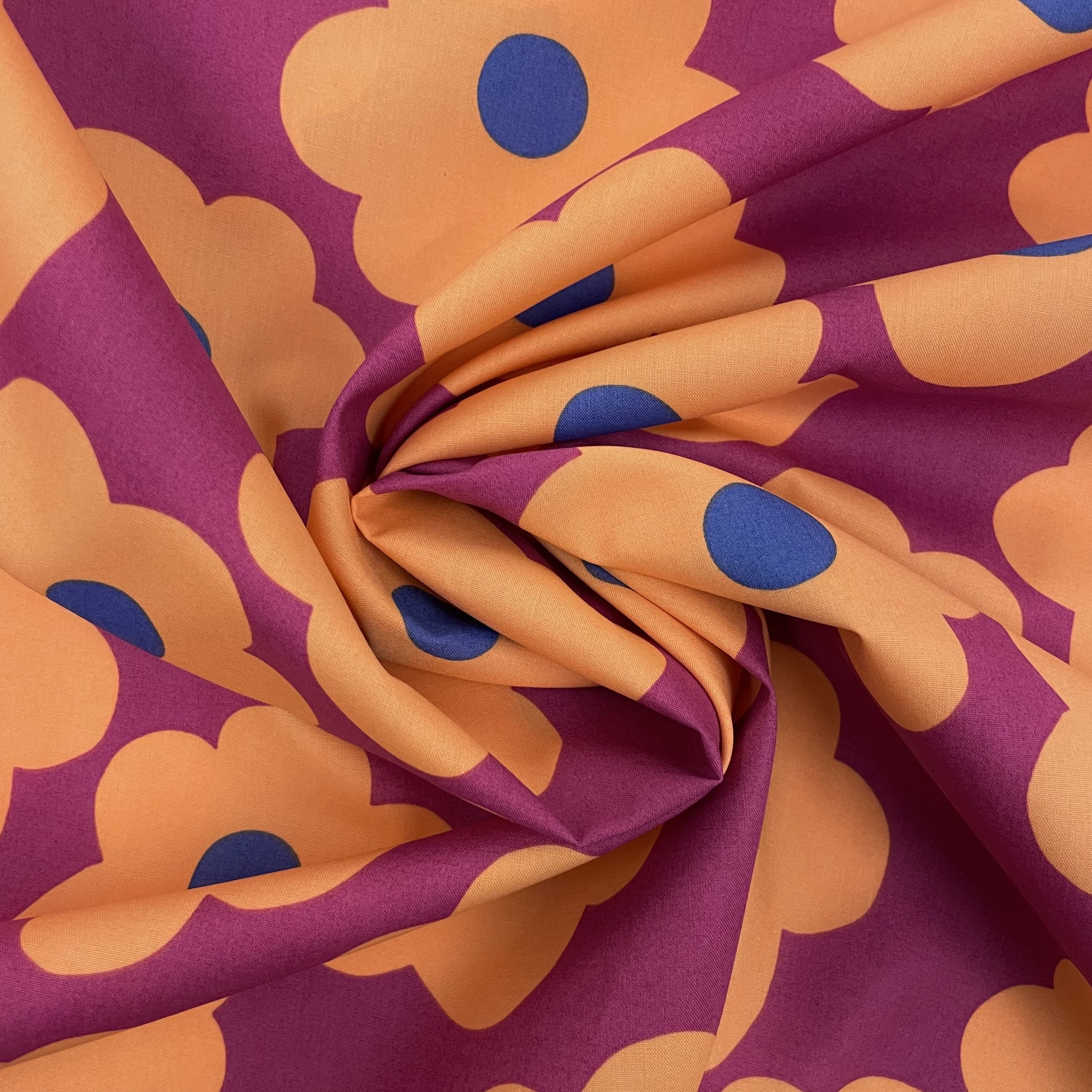 Hey Sew Sister - Nerida Hansen - Big Flower - Floral Printed Fine Cotton Poplin Fabric - Magenta Pink and Apricot 3.jpeg