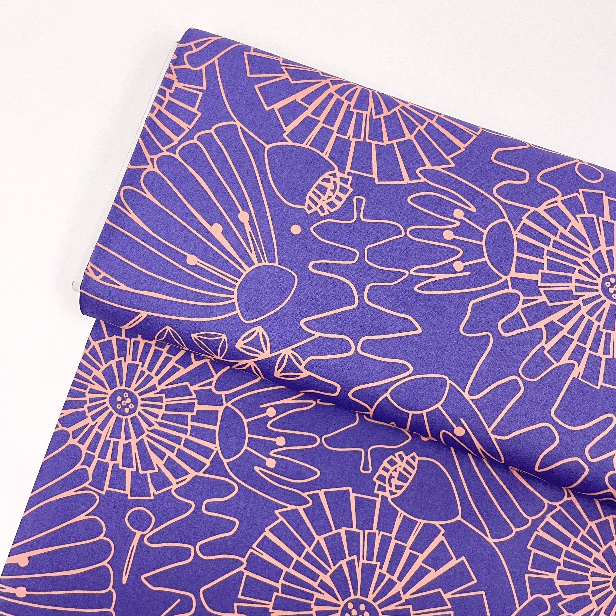 Hey Sew Sister - Nerida Hansen - Eden - Floral Line Drawn Printed Fine Cotton Poplin Fabric - Purple and Pink 1.jpeg