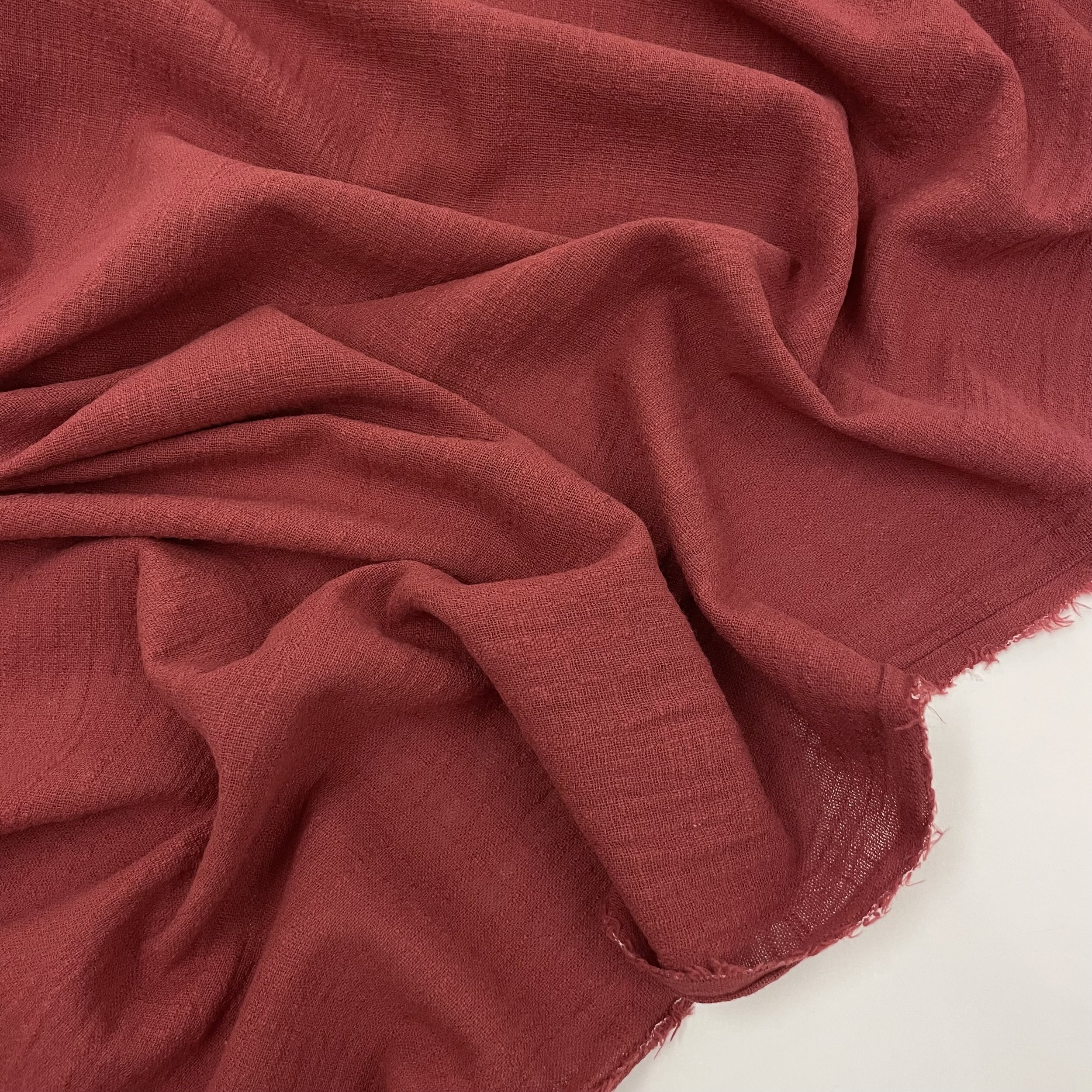 Hey Sew Sister - Lightweight Slub Cotton Fabric - Brick Red 2.jpeg