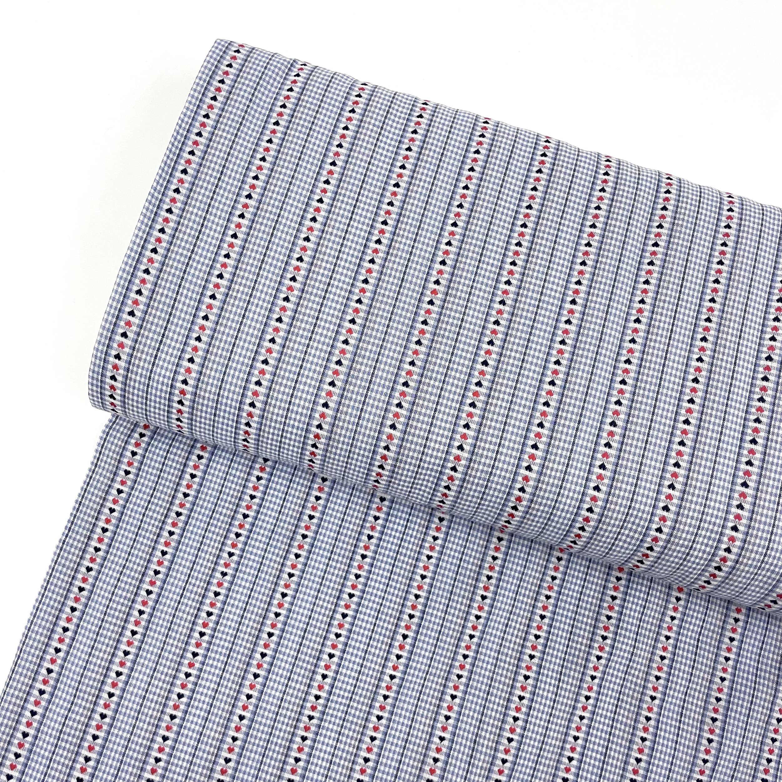 Hey Sew Sister - Tiny Hearts Yarn Dyed Light Blue Gingham Cotton Fabric 1.jpeg