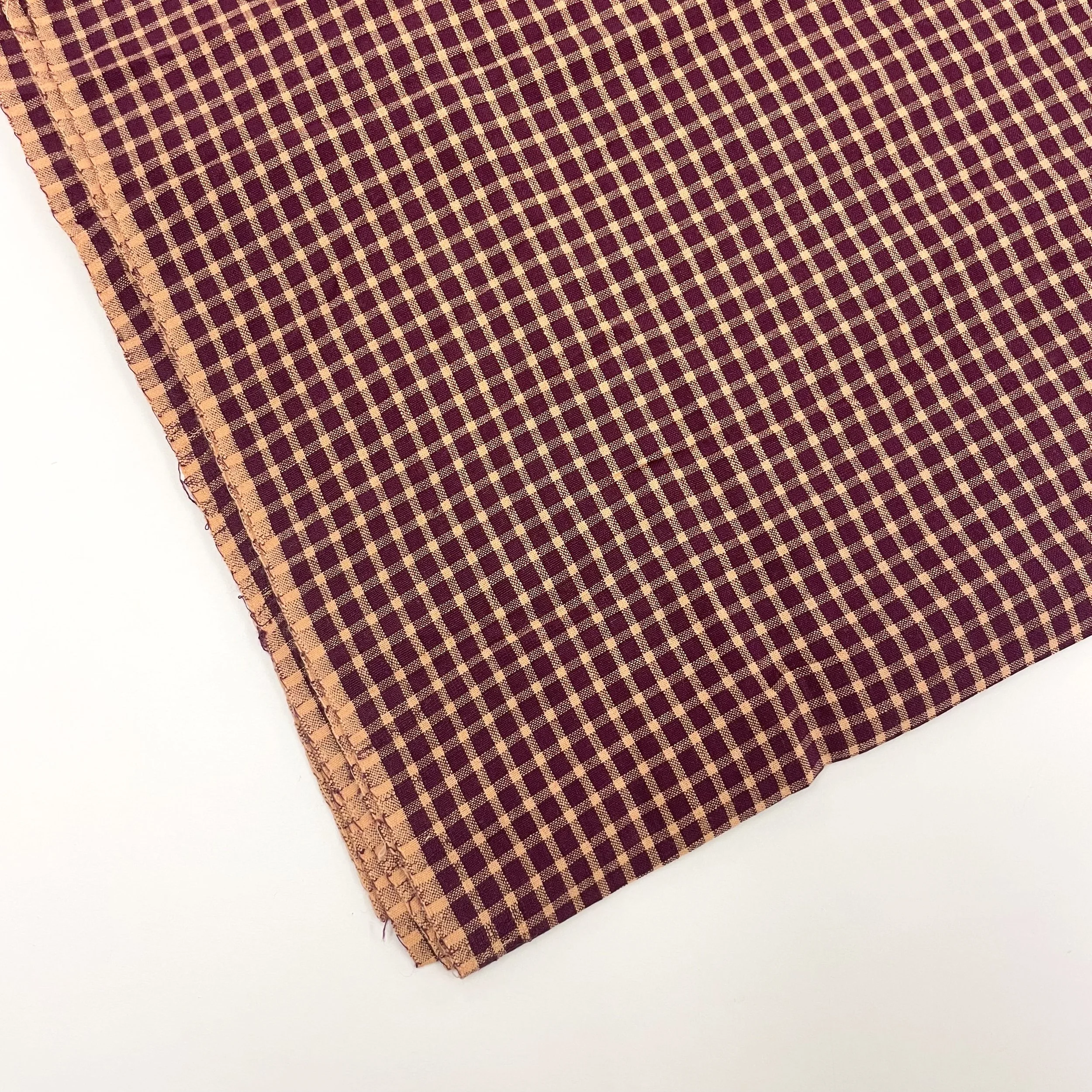 Hey Sew Sister - Handloom Hand Woven Yarn Dyed Cotton Fabric Check Plaid GIngham Stripe - Burgundy and Orange - Aberfeldy 1.jpeg