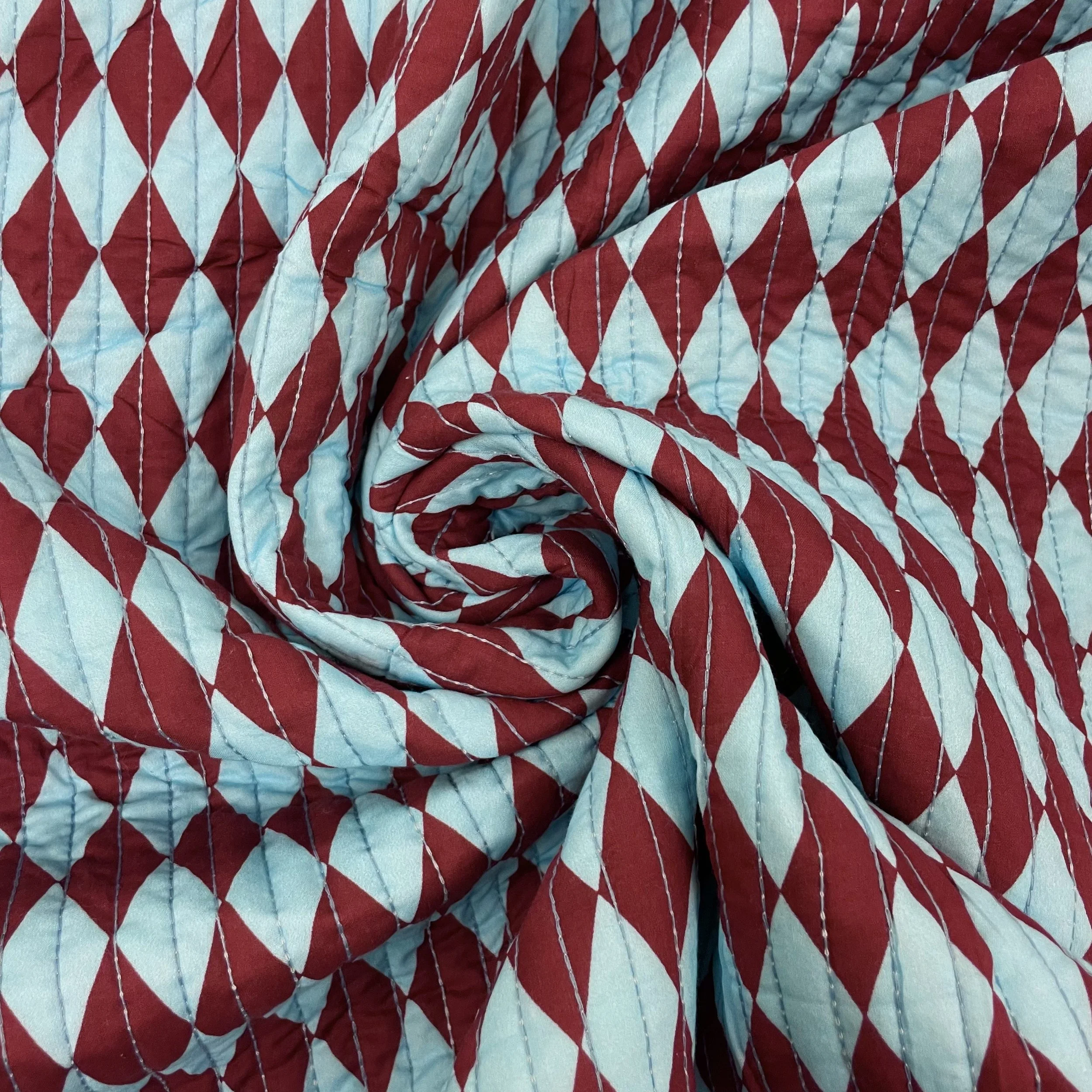 Hey Sew Sister - Exclusive Design - Bow Dot Harlequin Print Burgundy and Blue Quilted Cotton Fabric 3.jpeg