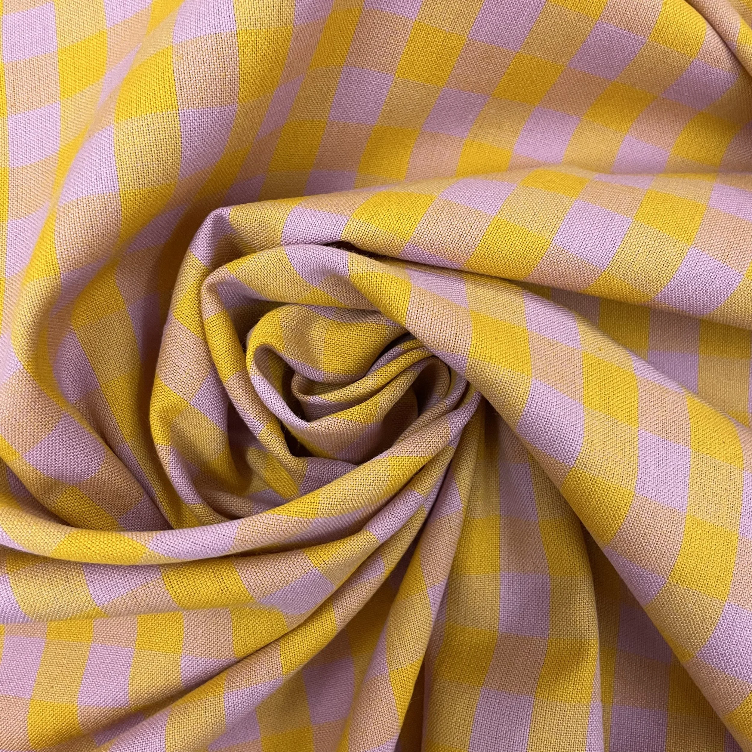 Hey Sew Sister - Yarn Dyed Cotton Gingham Plaid Fabric - Pink and Cognac - Caramel Lilac 3.jpeg