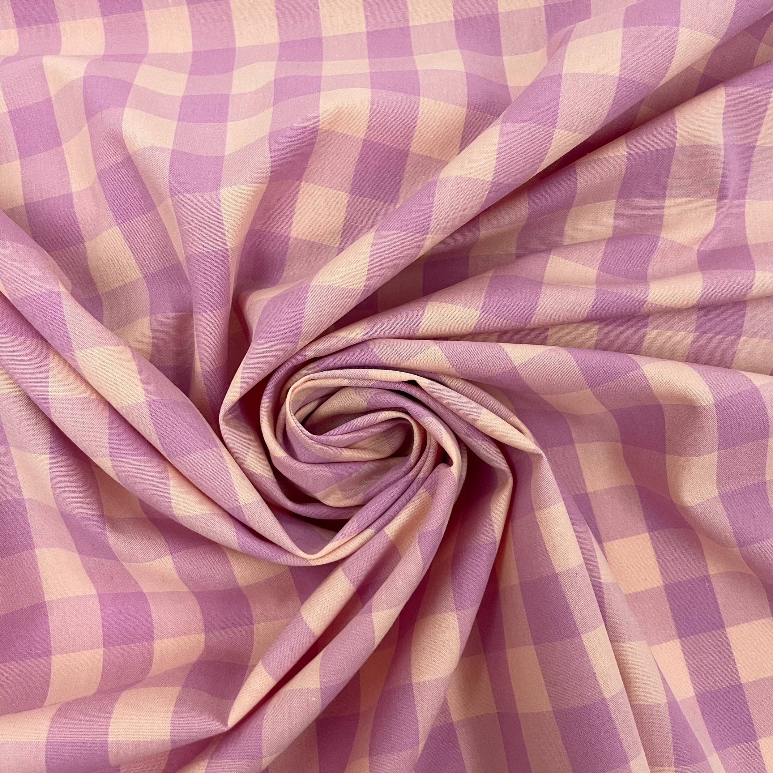 Hey Sew Sister - Cindy - Yarn Dyed Cotton Gingham Plaid Dress Fabric - Pastel Lilac and Apricot 3.jpeg