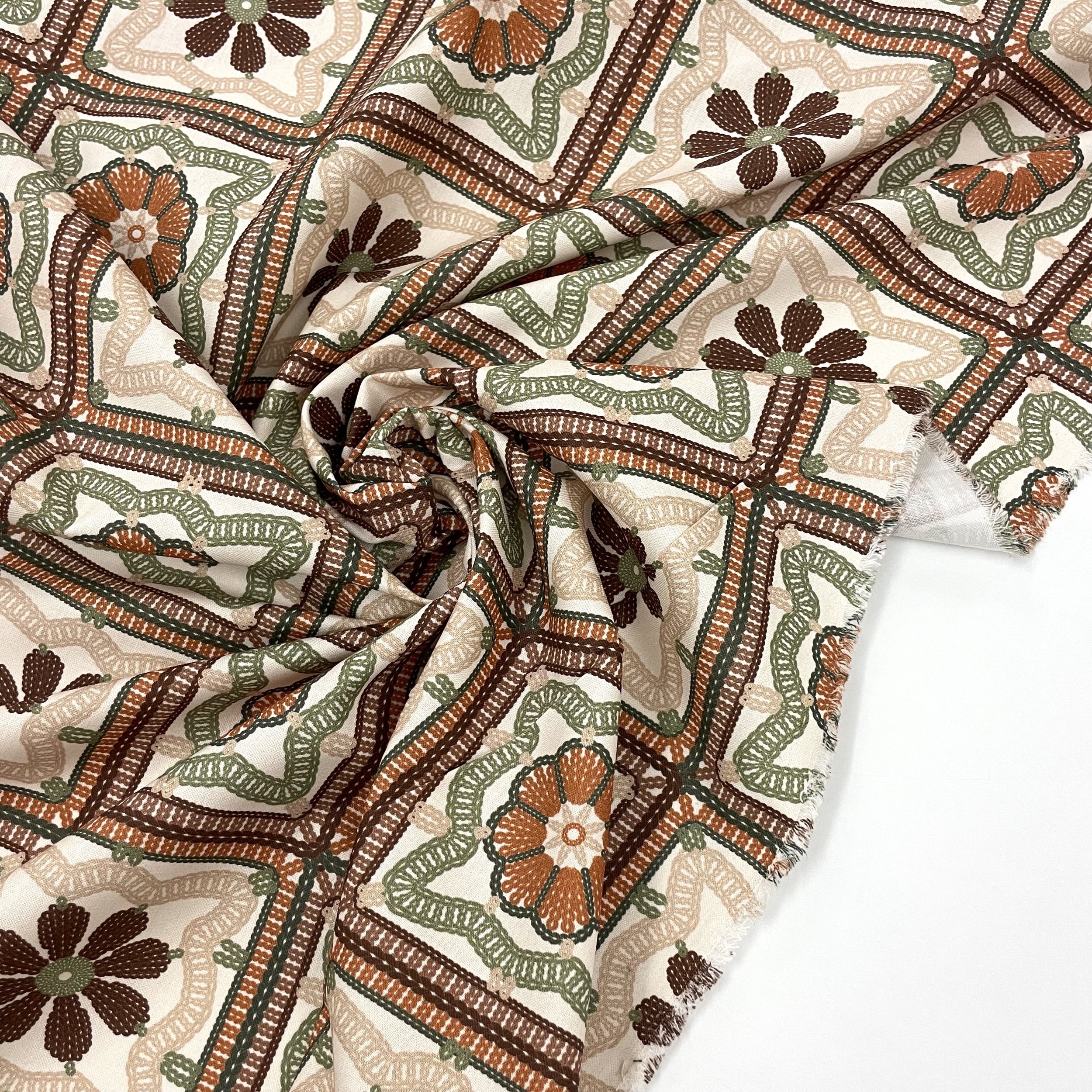 Hey Sew Sister - The Crafty Pie Autumn Winter Collection - Crochet Granny Square Print Cotton Viscose Fabric - Vintage Crochet Print fabric - Cream 3.jpeg