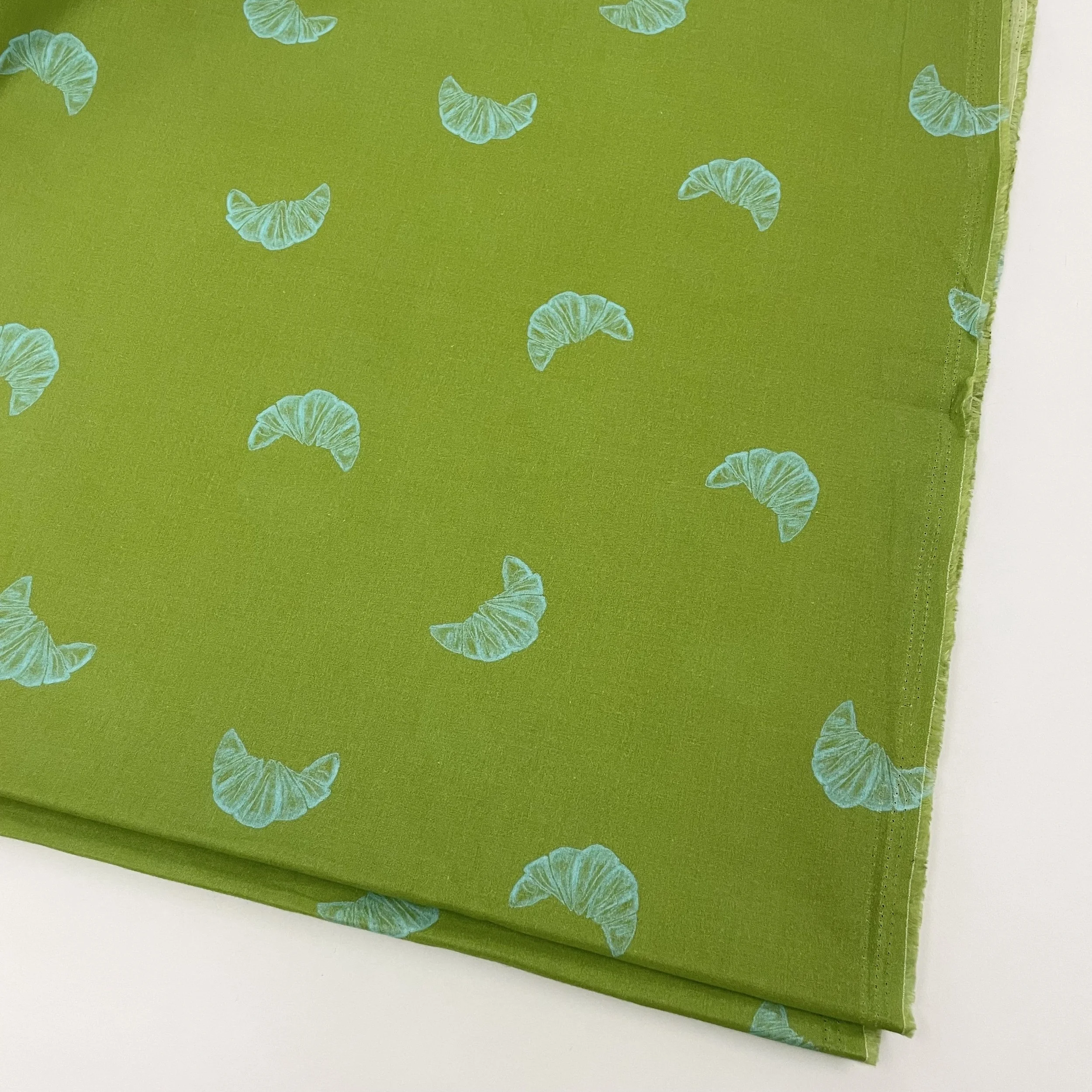 Hey Sew Sister - Croissant Queen - Green Croissant Print Cotton Fabric For Sewing Dressmaking 1.jpeg