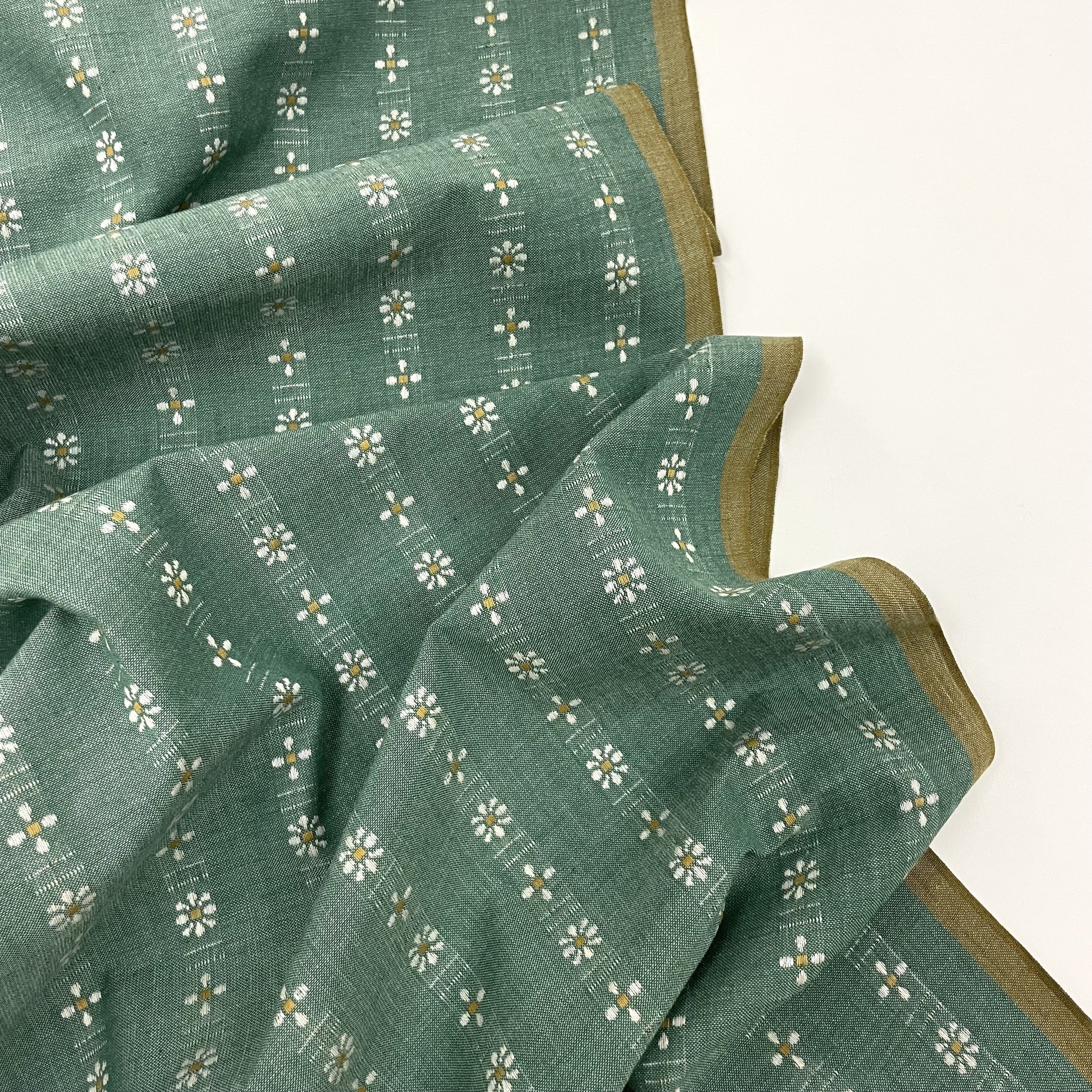 Hey Sew Sister - Fableism - Spring Daisy from Forest Forage - Green Yarn Dyed Daisy Floral Cotton Fabric 2.jpeg
