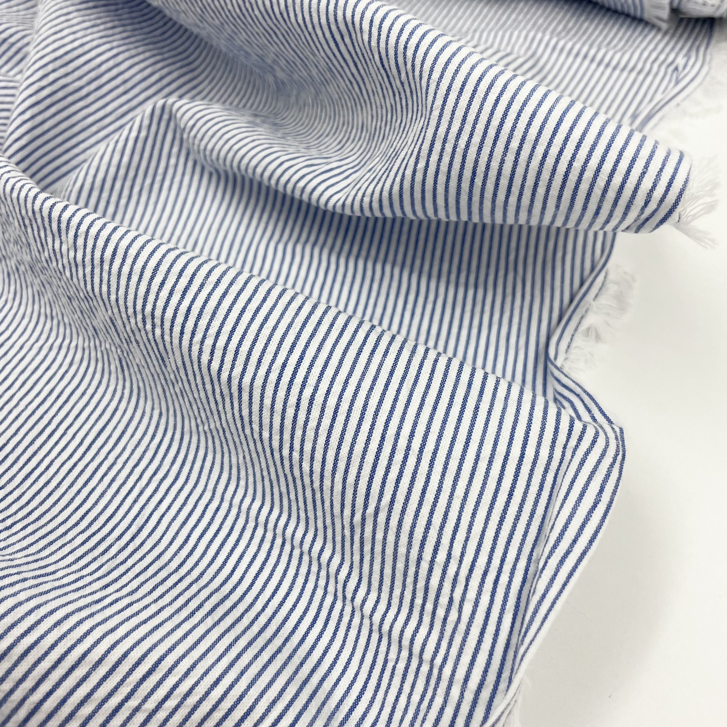 Hey Sew Sister - Striped Cotton Seersucker Fabric - Light Blue 3.jpeg