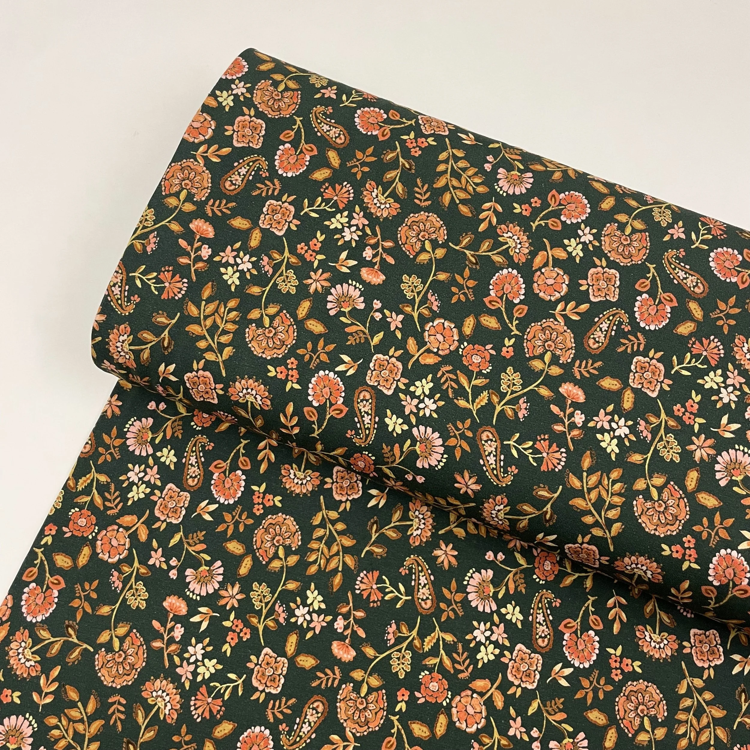 Hey Sew Sister - Paisley Floral Army Green Cotton Jersey Fabric 1.jpeg
