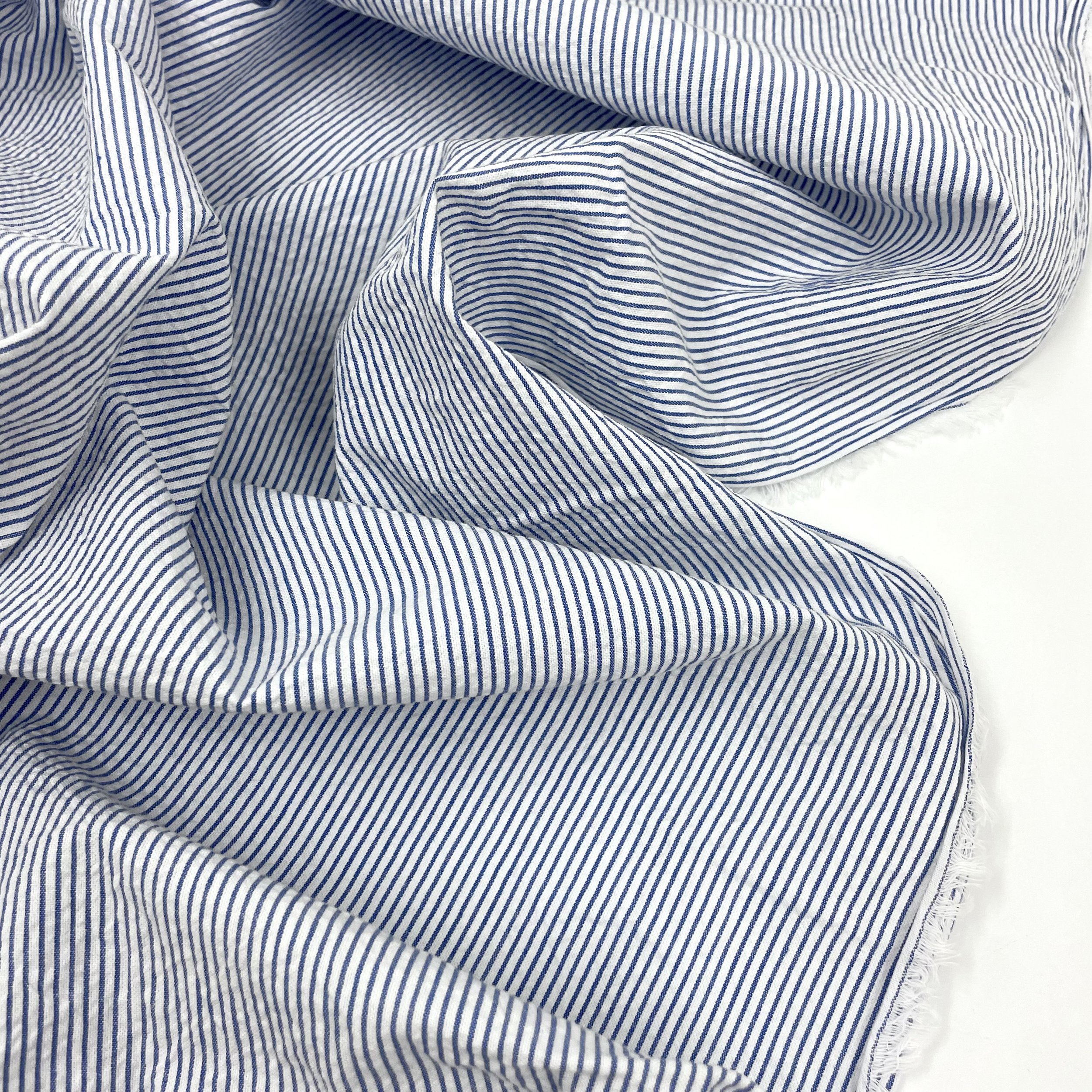 Hey Sew Sister - Striped Cotton Seersucker Fabric - Light Blue 2.jpeg
