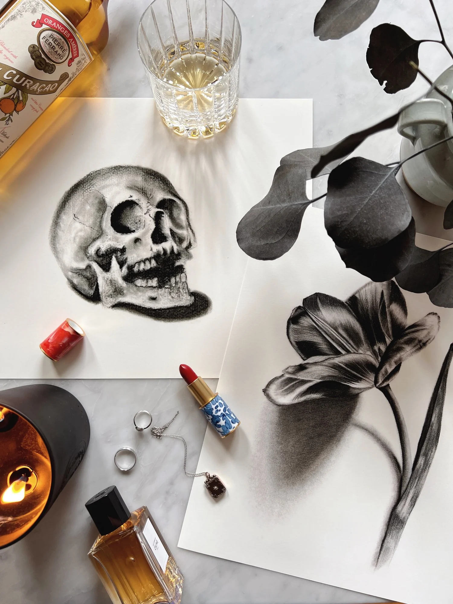 Single Stem Tulip in Charcoal — Kesia Finley Art