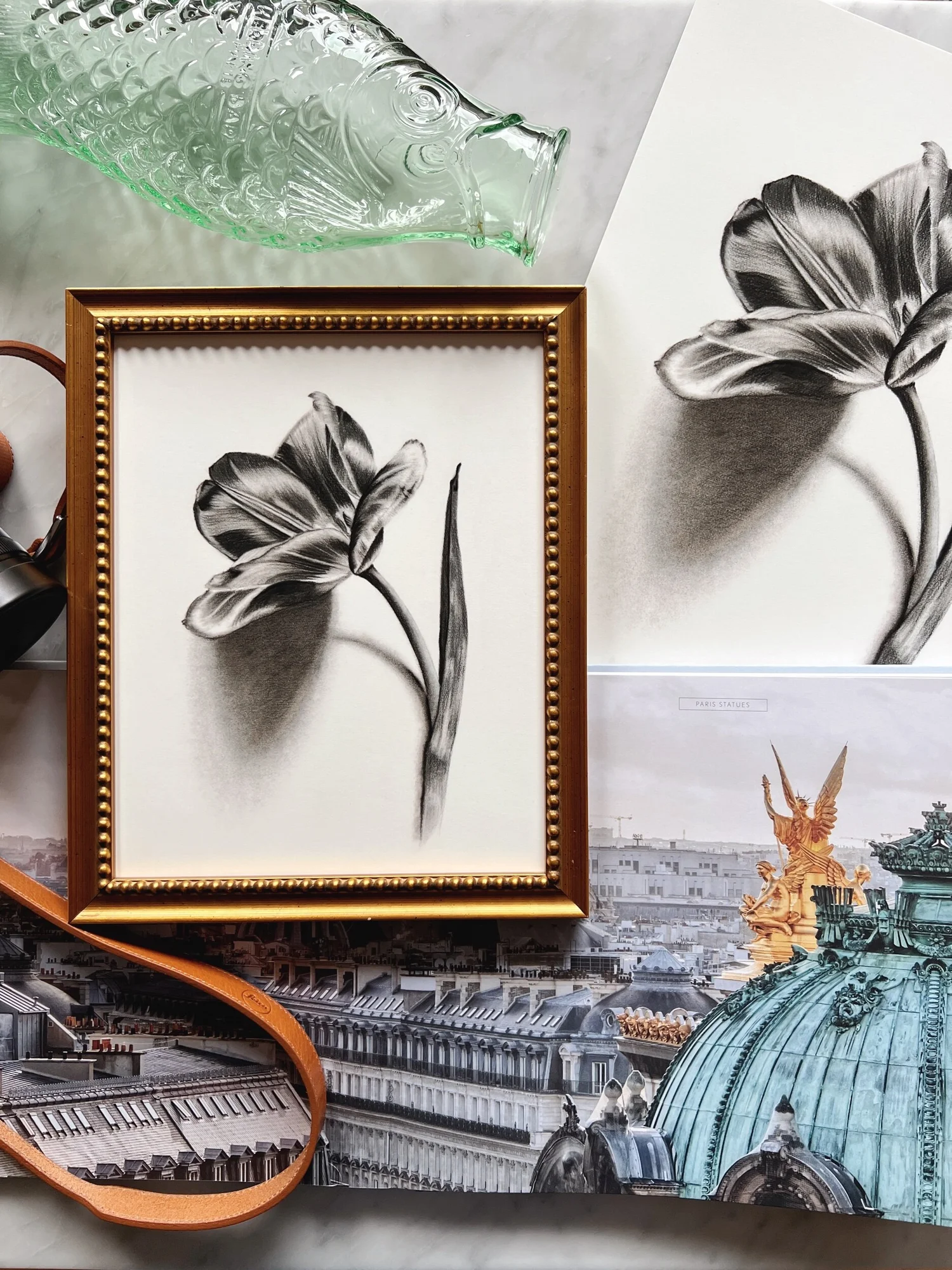 Single Stem Tulip in Charcoal — Kesia Finley Art