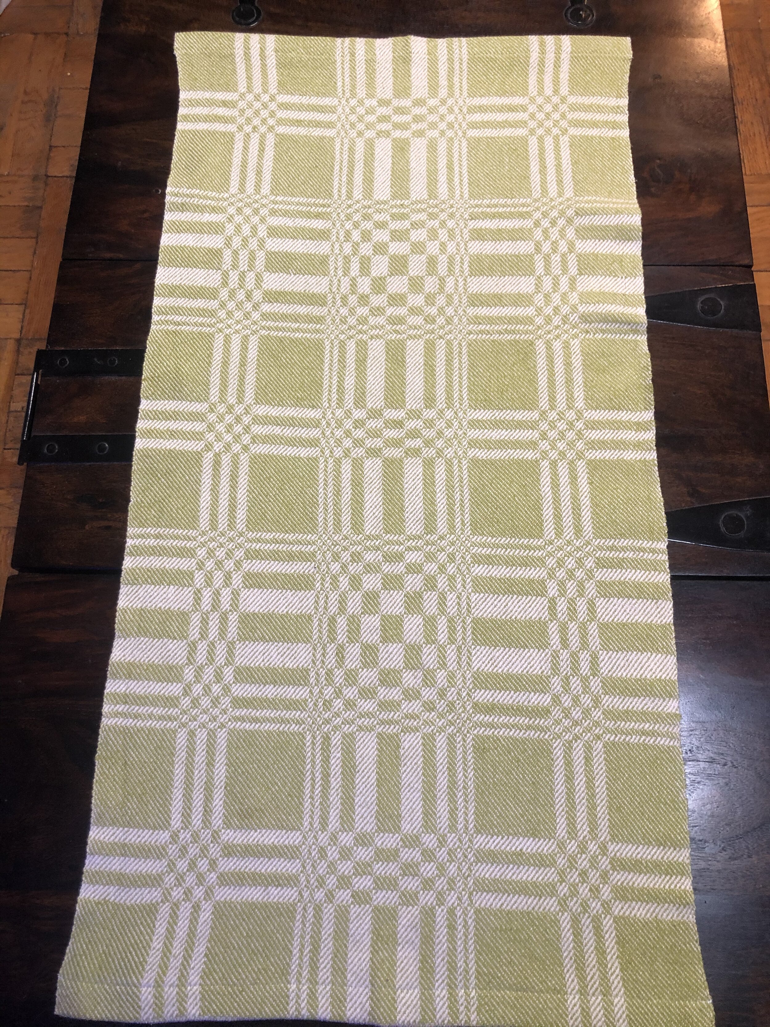 Lime Green and White Table Runner