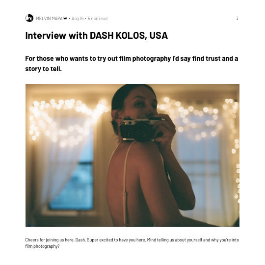 Interview with Dash Kolos by Melvin Mapa