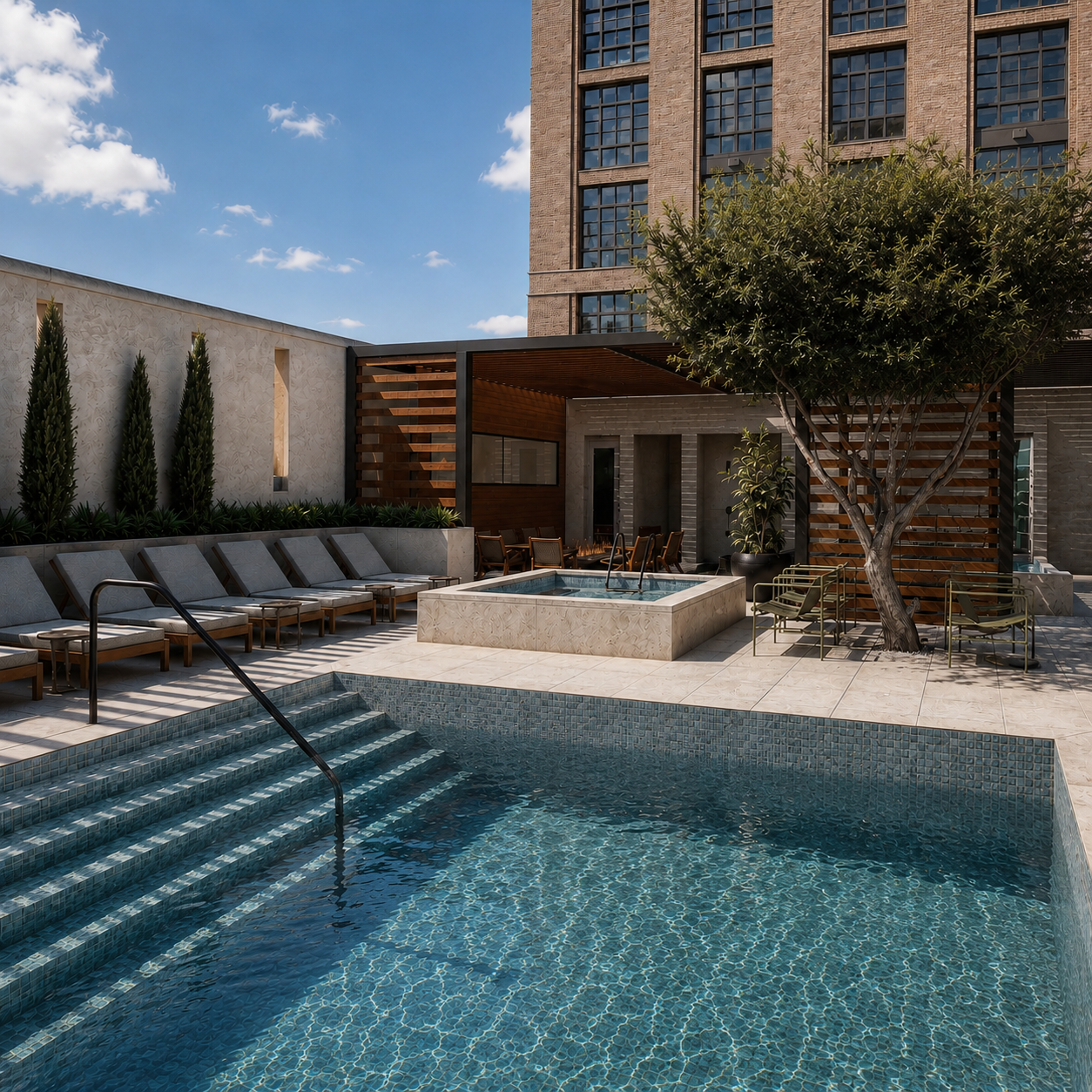 Rendering of the outdoor space at Bathhouse Berkeley Heights
