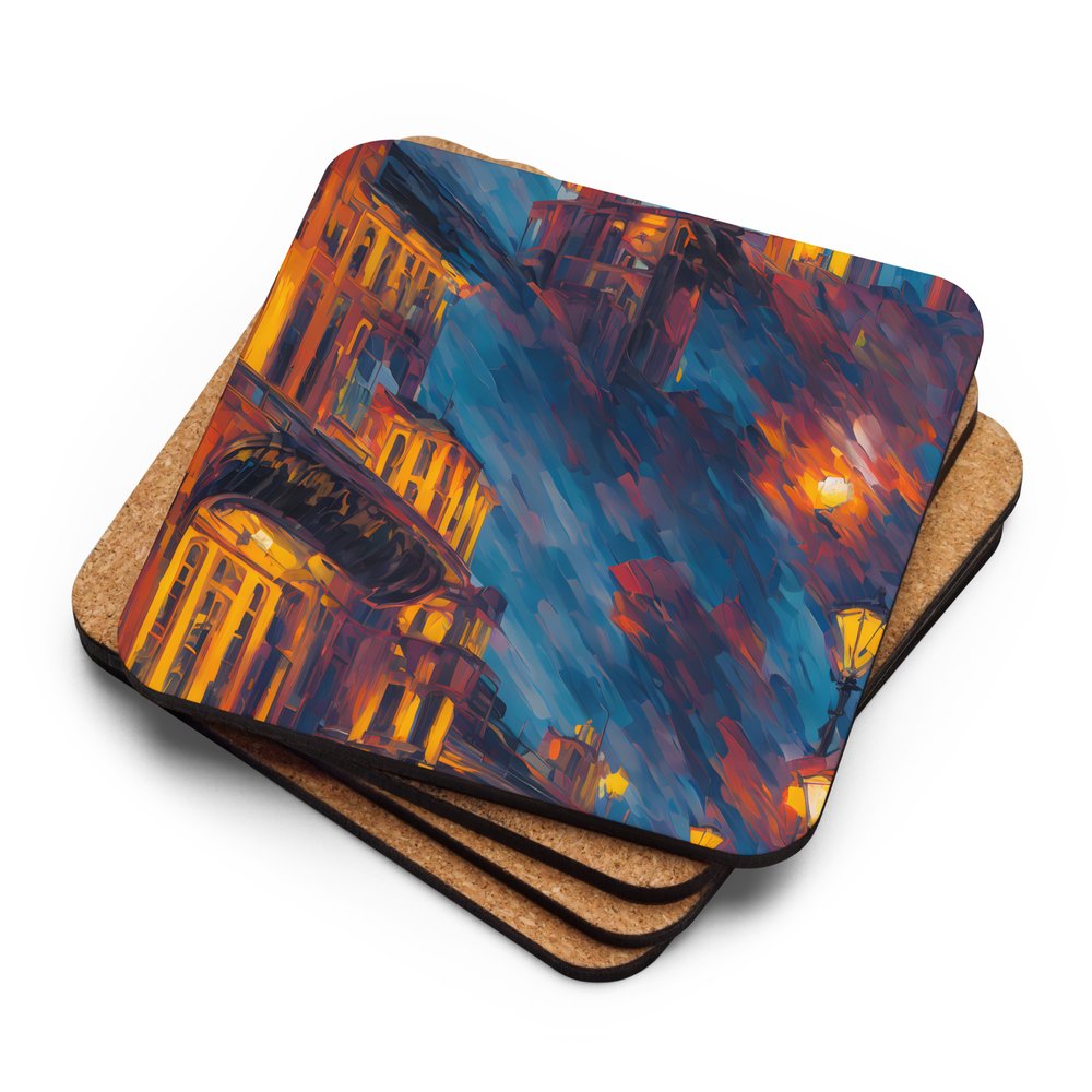 AD011CC Cork-back coaster featuring art deco art displaying bold geometry  with intricate art deco detail art for home decor — Home Automation