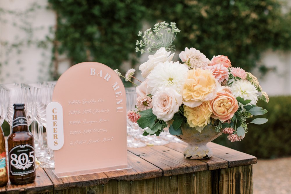 Deco Ink Designs - Arizona Wedding Signage Acrylic - Megan and Brian California Redwoods Forest Wedding - Sage Green White and Light Pink Acrylic Signage - Photography by Carlie Statsky - 14.jpg