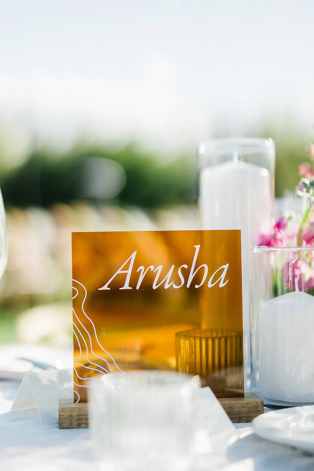 dark and moody table number at fall wedding in arizona