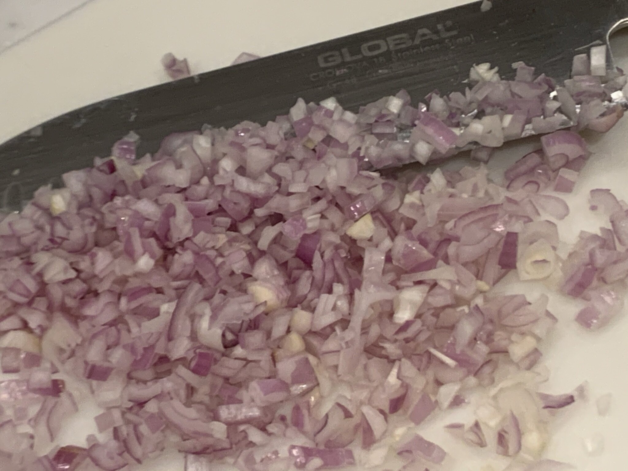 1a) Finely chop shallots.