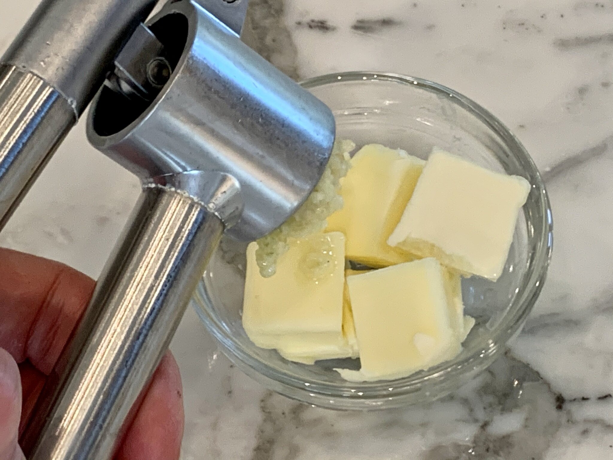 b) Press into butter