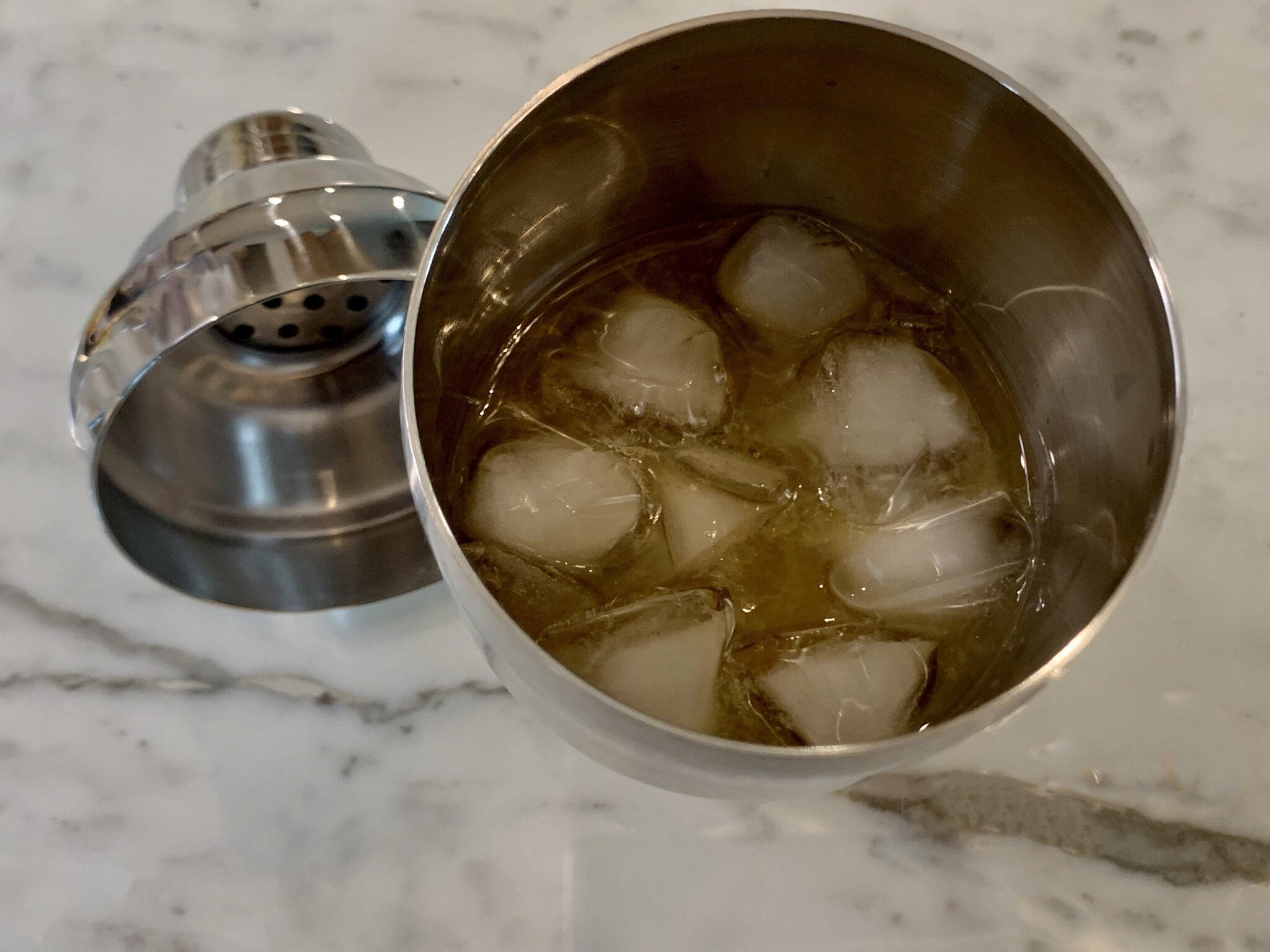 b) Add cocktail ingredients.