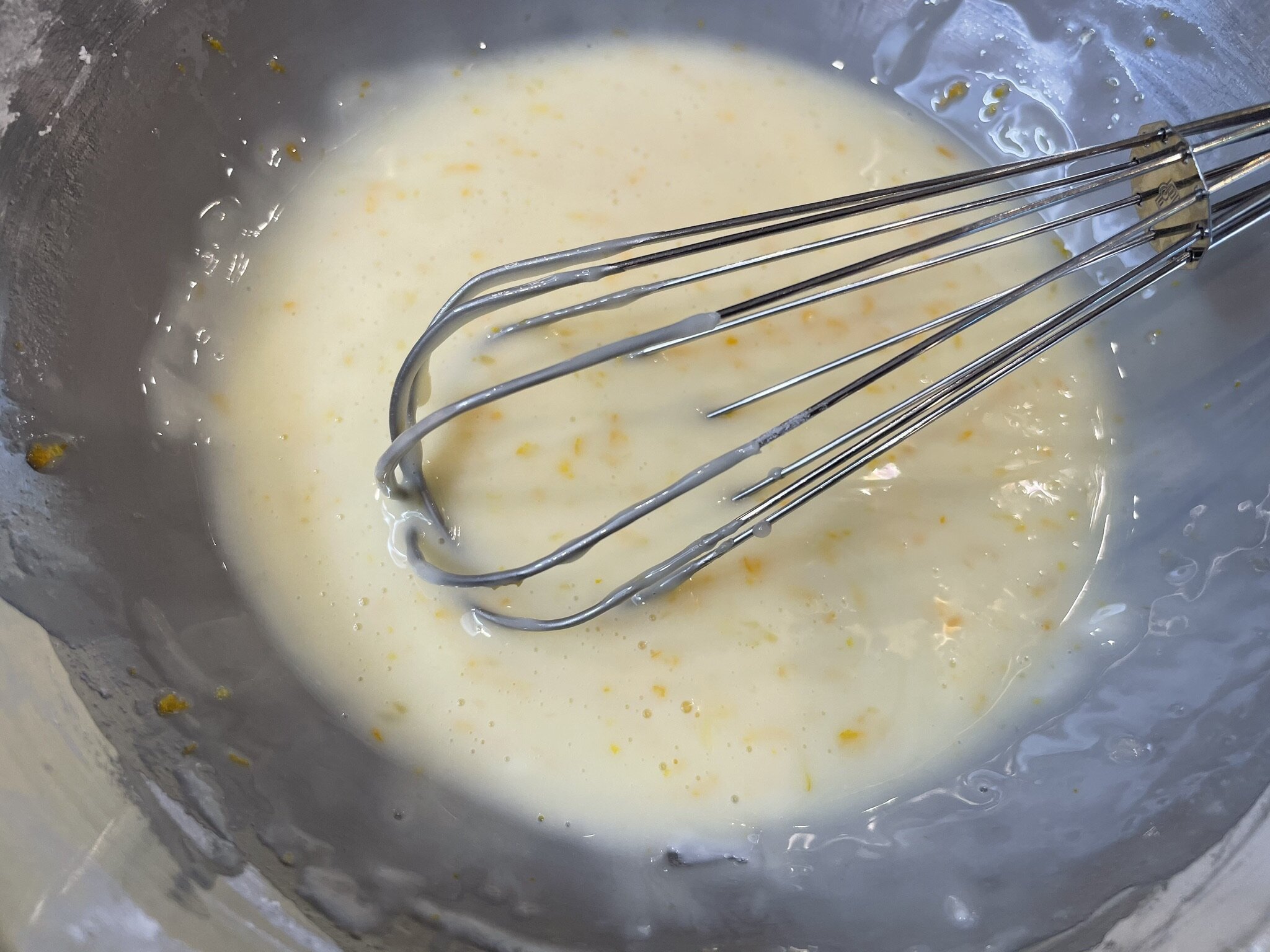 d) Whisk to combine.