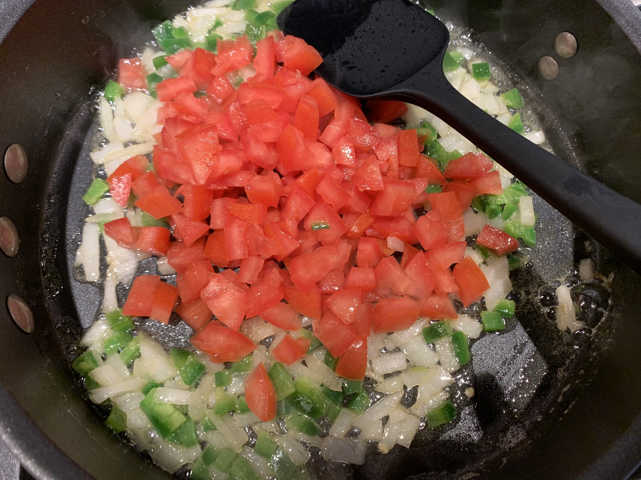 b) Add tomatoes.