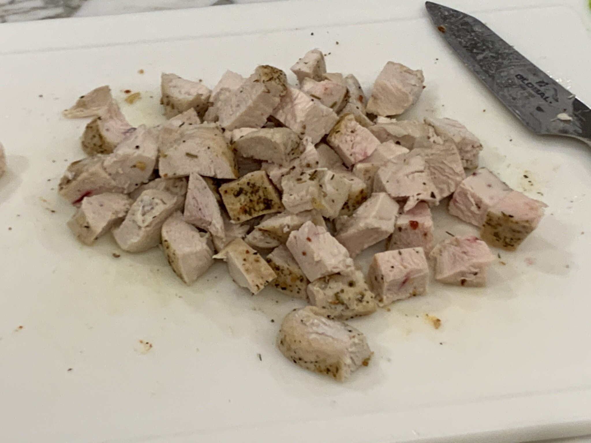 c) Dice roasted chicken.
