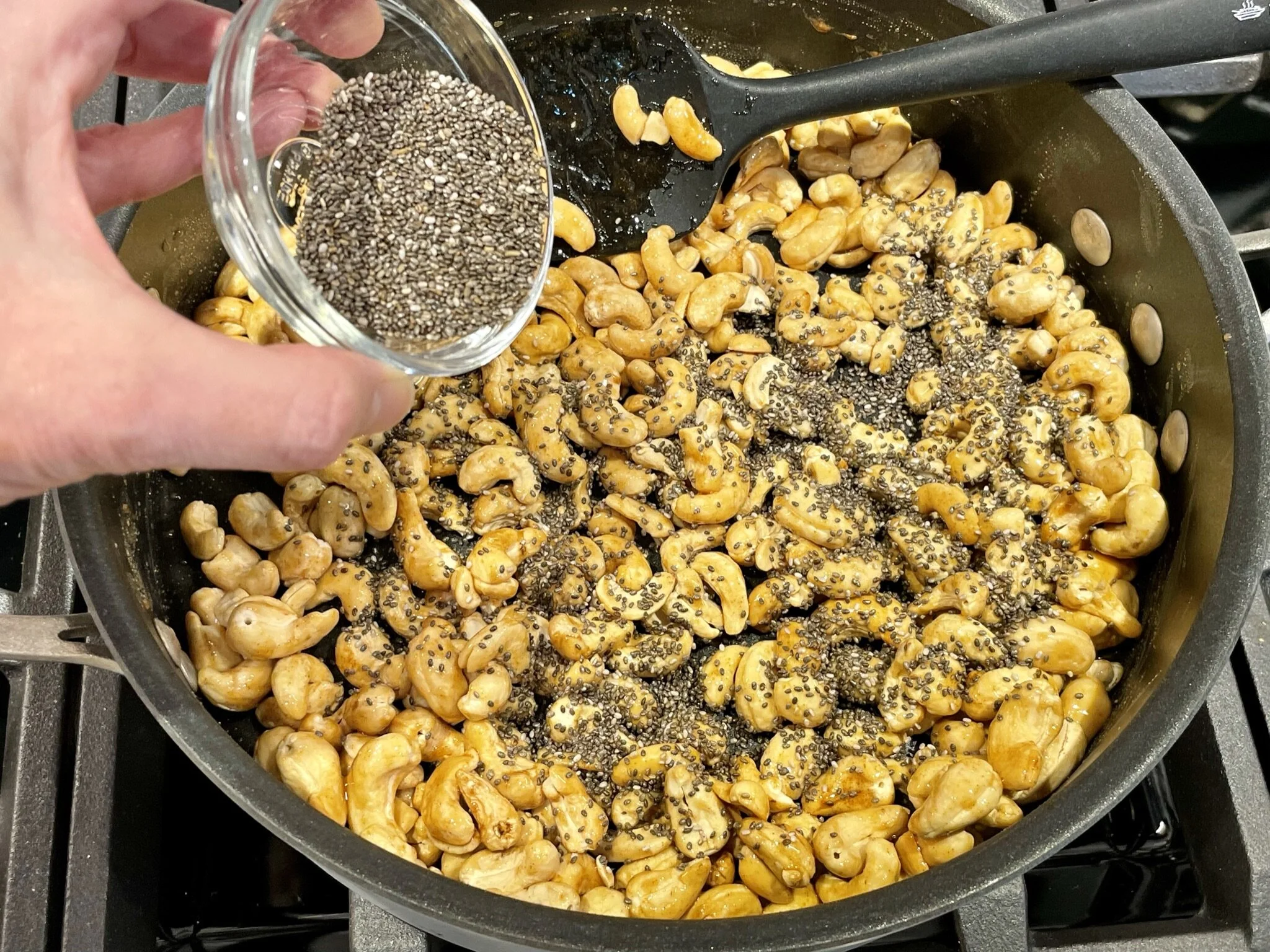 c) Sprinkle chia seeds.