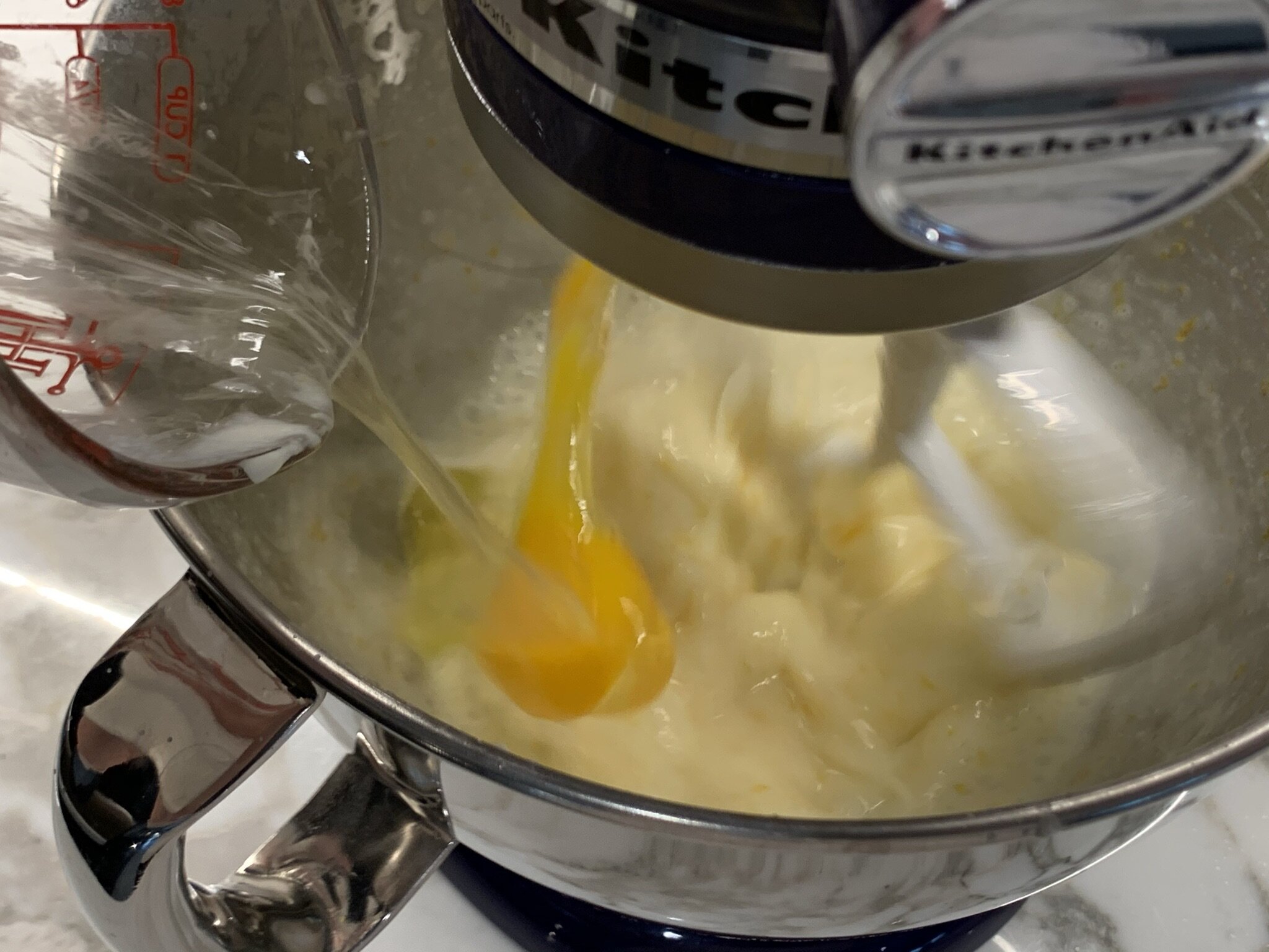 Egg &amp; yolks - one at a time.