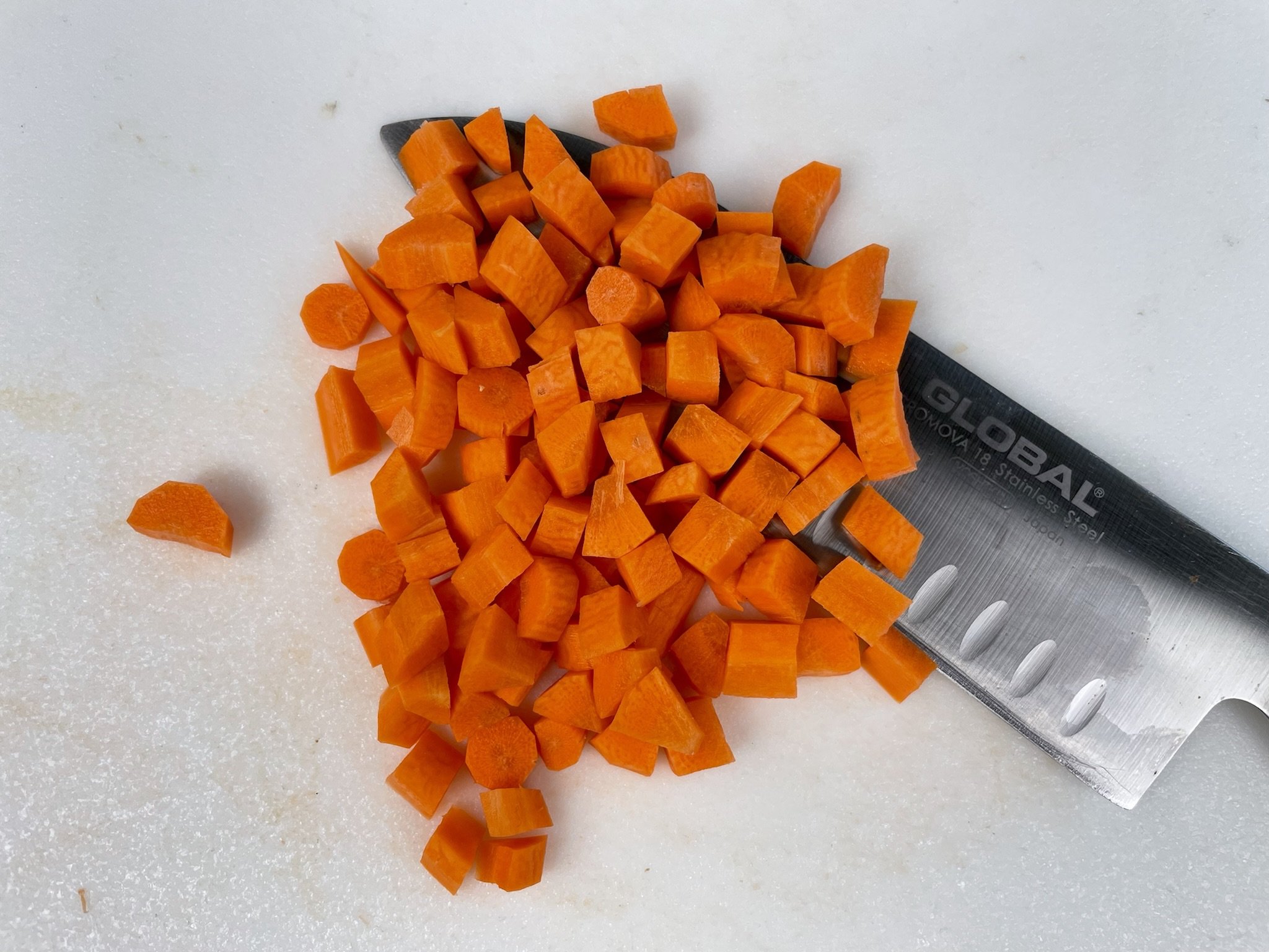 Diced carrots.