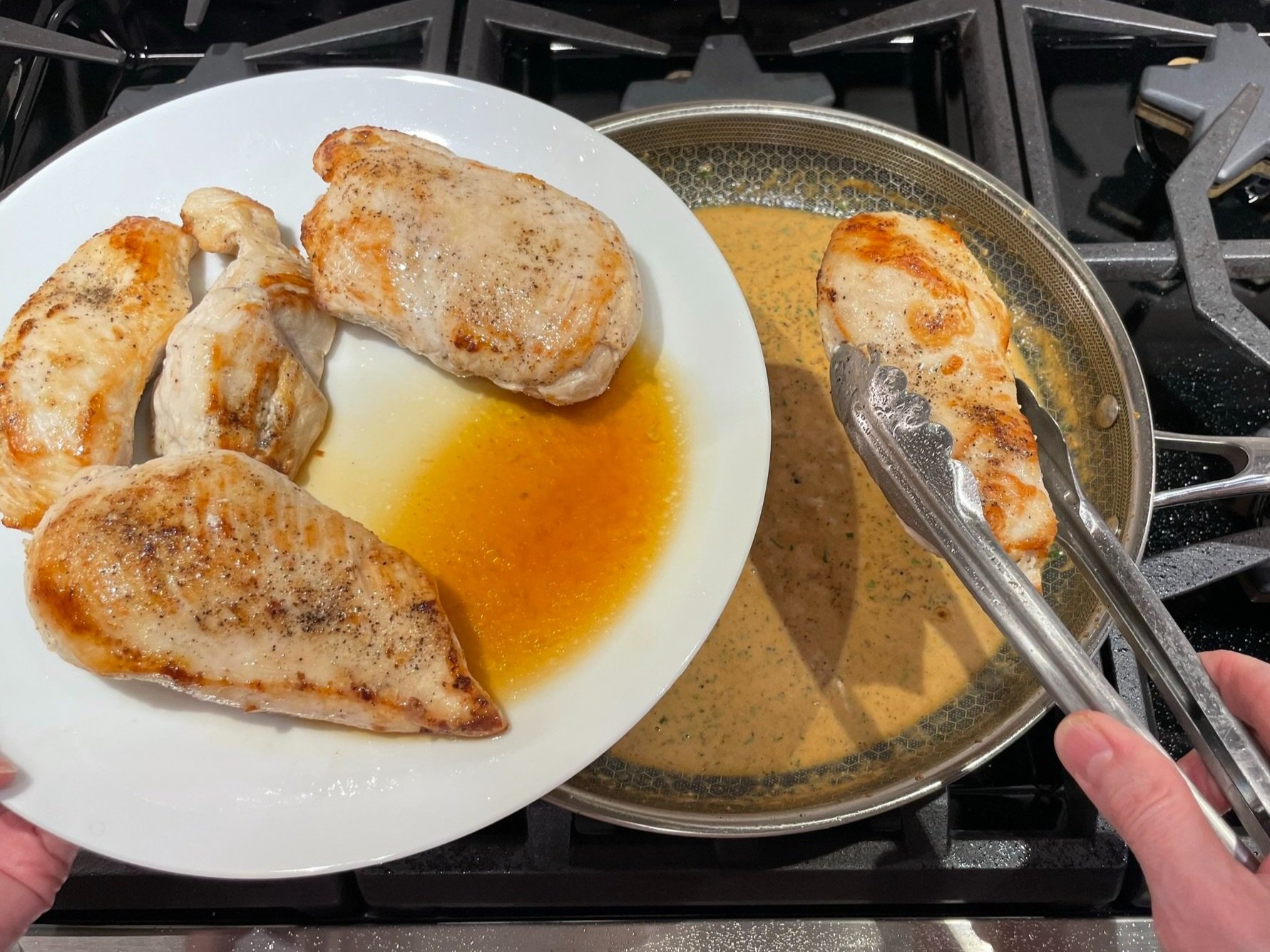 Add chicken to pan.