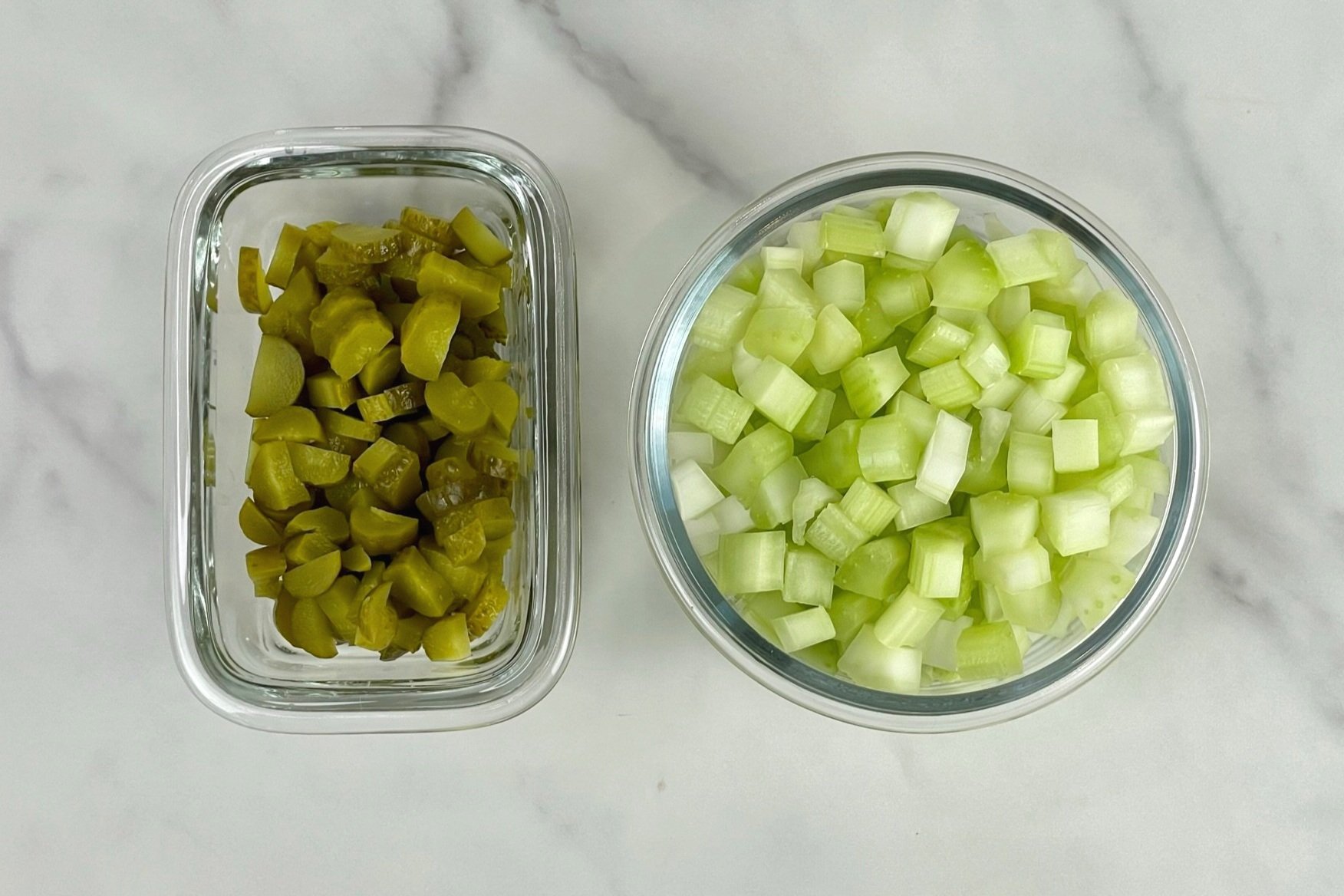 Chopped pickles &amp; celery.