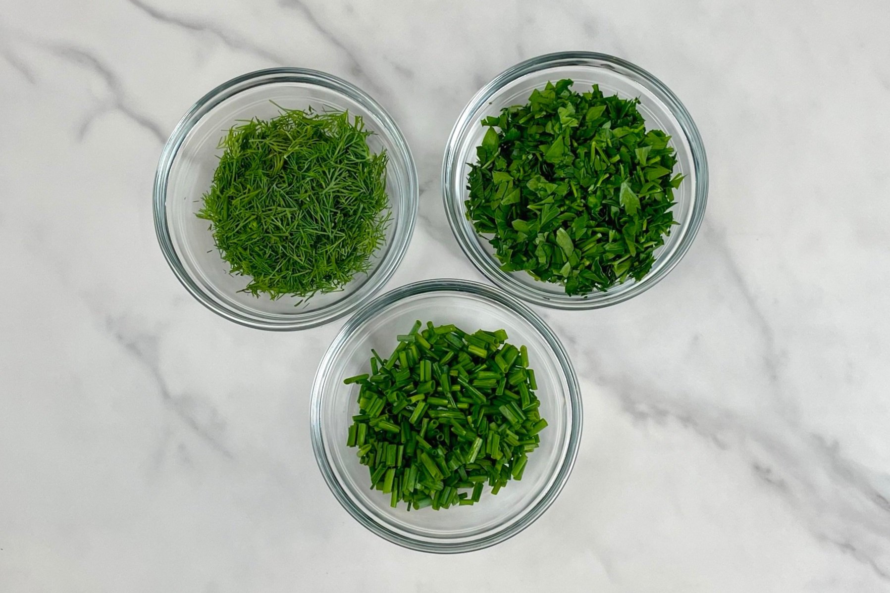 Chopped dill, chives &amp; parsley.